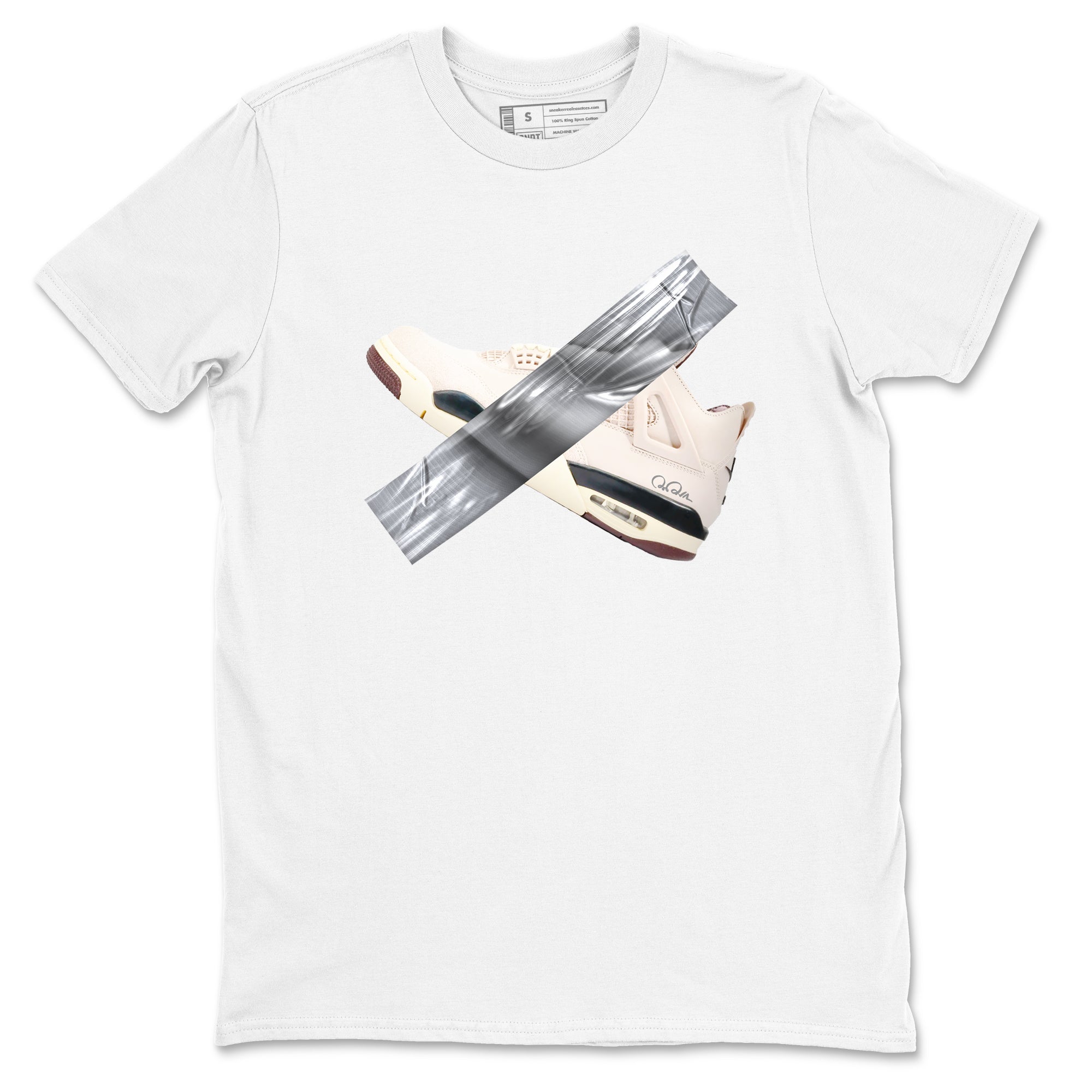 4s A Ma Maniere x Fossil Stone shirts to match jordans Duct tape sneaker match tees Air Jordan 4 A Ma Maniere x Fossil Stone match shoes to clothes SNRT Sneaker Tees unisex cotton White 2 shirts