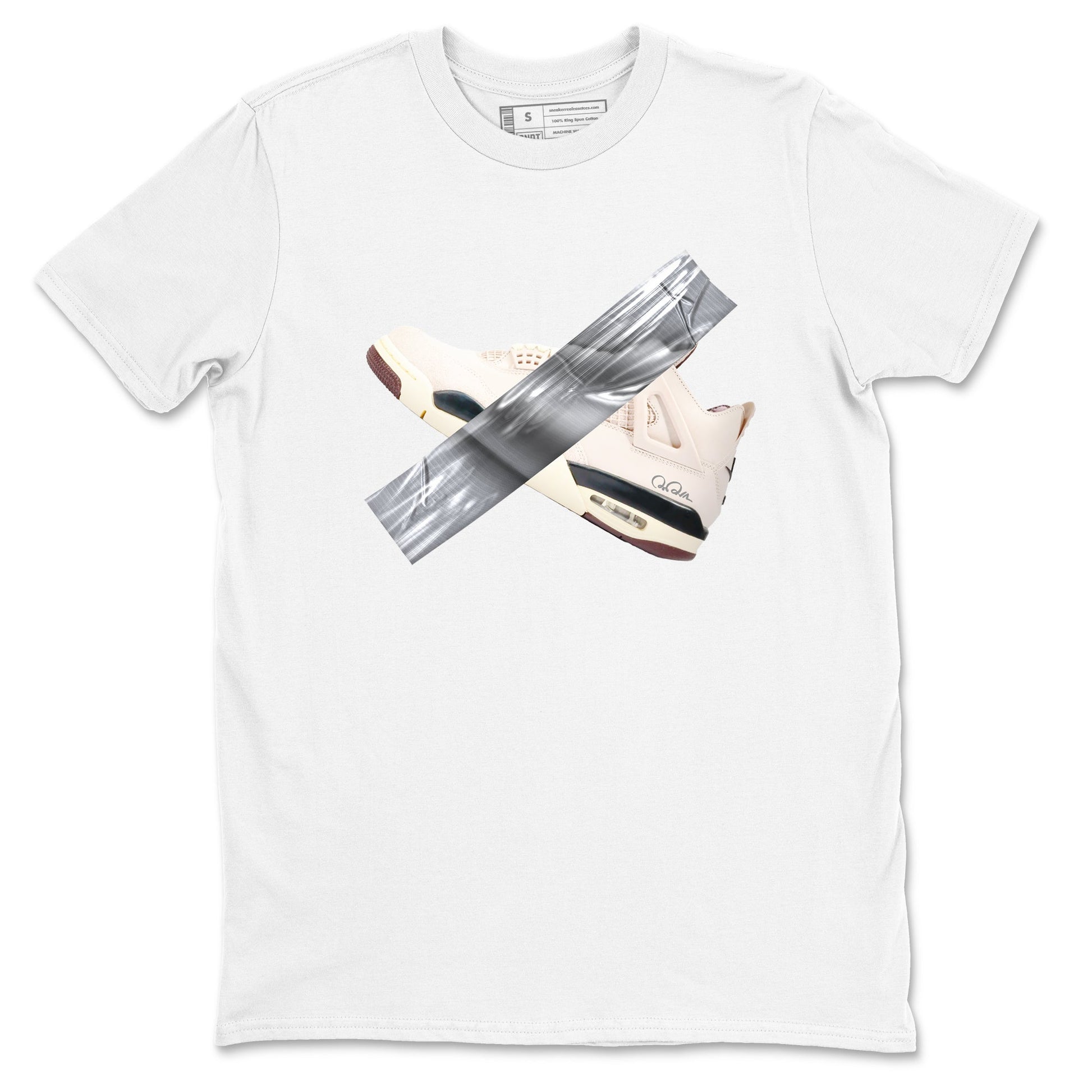 4s A Ma Maniere x Fossil Stone shirts to match jordans Duct tape sneaker match tees Air Jordan 4 A Ma Maniere x Fossil Stone match shoes to clothes SNRT Sneaker Tees unisex cotton White 2 shirts