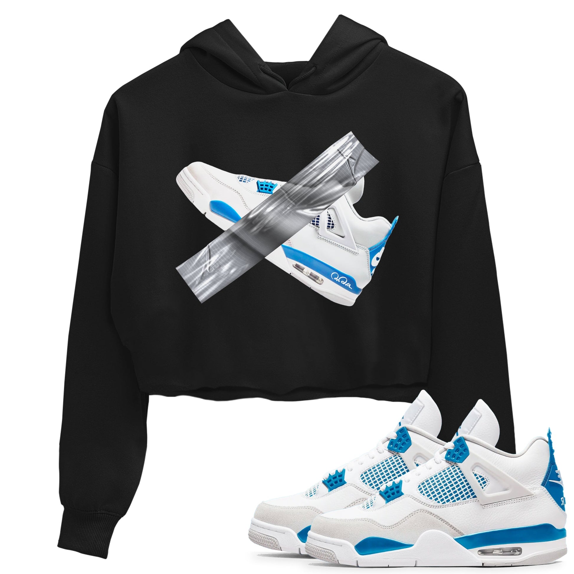Air Jordan 4 Industrial Blue shirt to match jordans Duct Tape sneaker tees Air Jordan 4 Military Blue SNRT Sneaker Release Tees Black 1 crop length shirt