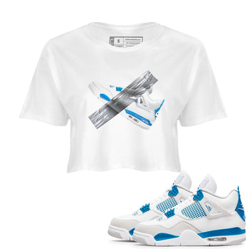 Air Jordan 4 Industrial Blue shirt to match jordans Duct Tape sneaker tees Air Jordan 4 Military Blue SNRT Sneaker Release Tees White 1 crop length shirt