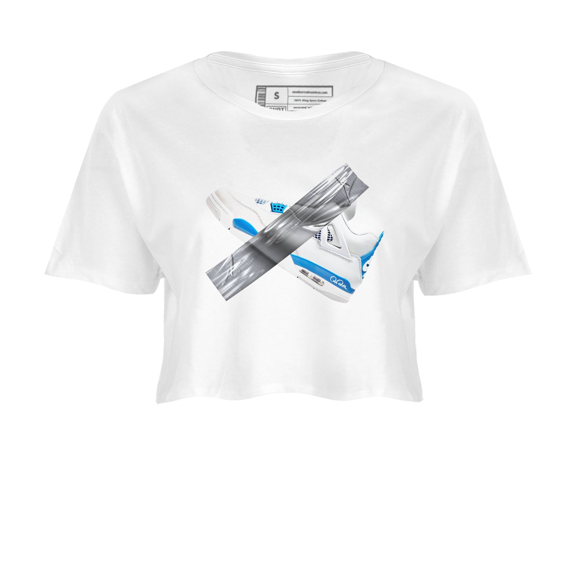 Air Jordan 4 Industrial Blue shirt to match jordans Duct Tape sneaker tees Air Jordan 4 Military Blue SNRT Sneaker Release Tees White 2 crop length shirt