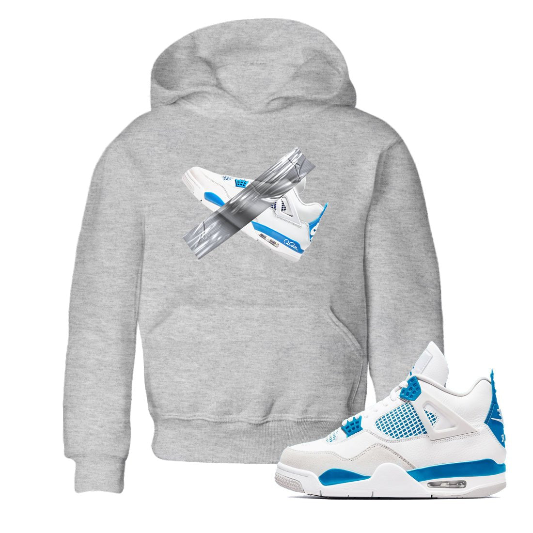 Air Jordan 4 Industrial Blue shirt to match jordans Duct Tape sneaker tees Air Jordan 4 Military Blue SNRT sneaker release tees baby toddler Heather Grey 1 cotton Shirt