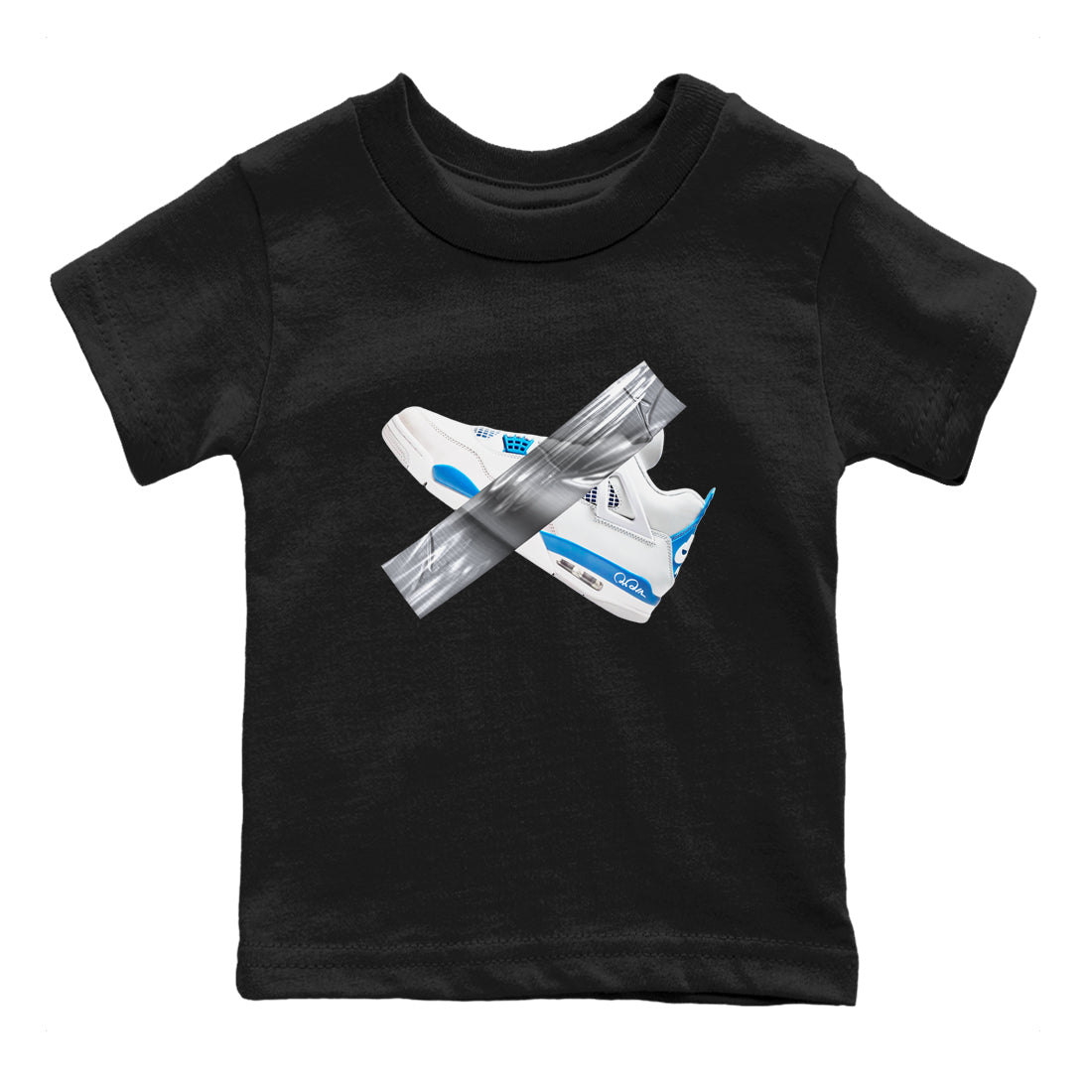Air Jordan 4 Industrial Blue shirt to match jordans Duct Tape sneaker tees Air Jordan 4 Military Blue SNRT sneaker release tees baby toddler Black 2 cotton Shirt