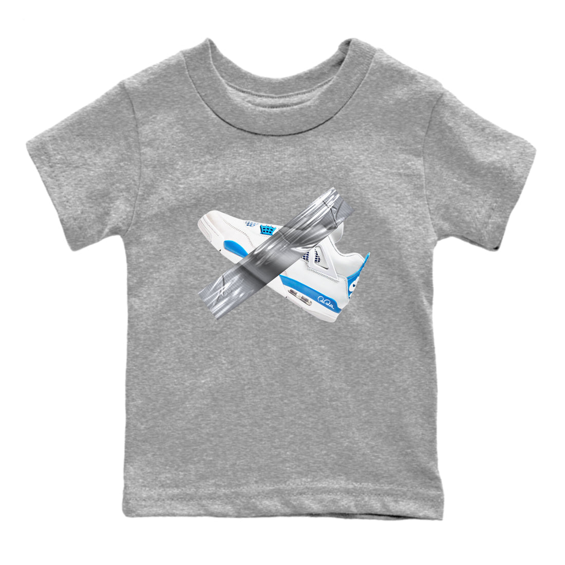 Air Jordan 4 Industrial Blue shirt to match jordans Duct Tape sneaker tees Air Jordan 4 Military Blue SNRT sneaker release tees baby toddler Heather Grey 2 cotton Shirt