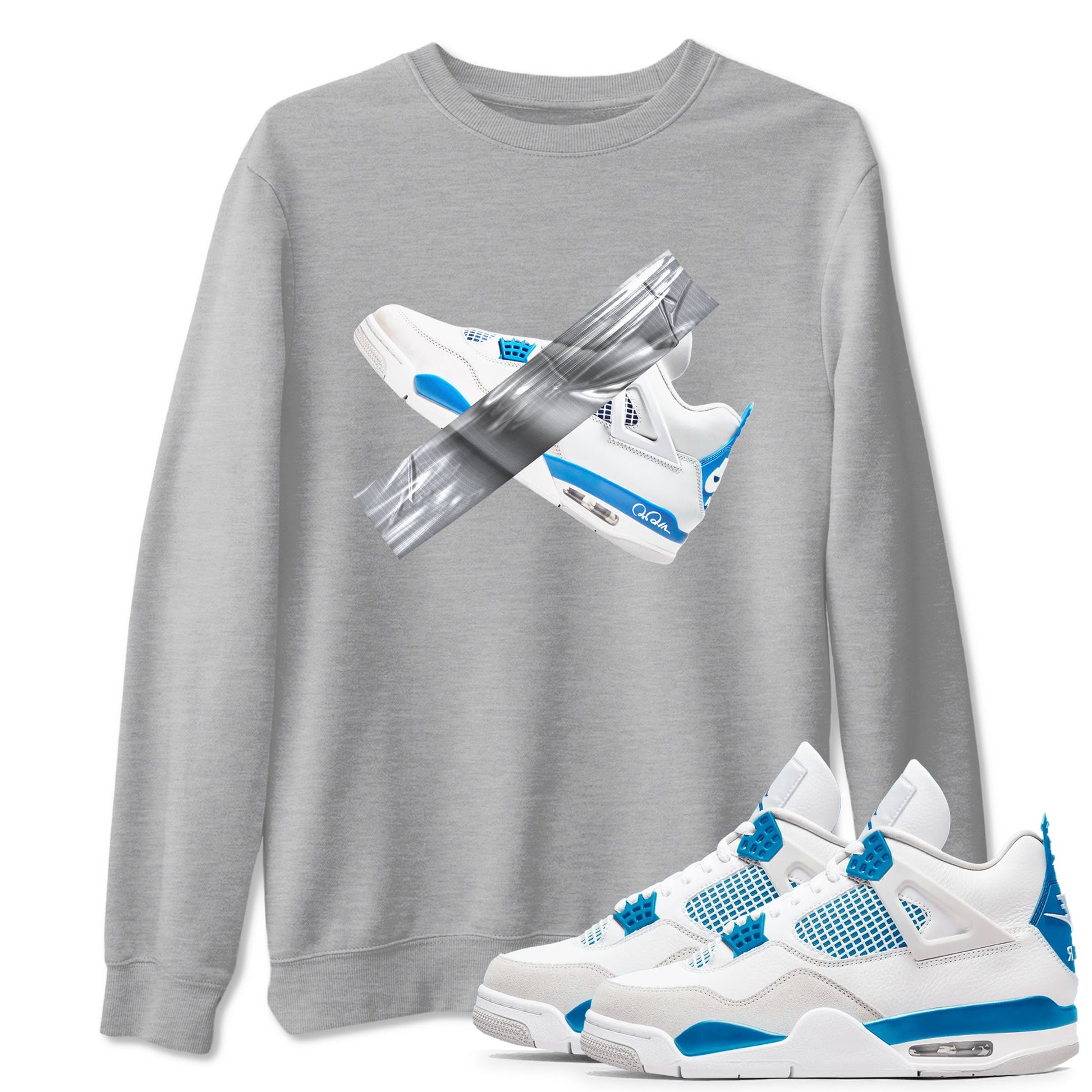 Air Jordan 4 Industrial Blue shirt to match jordans Duct Tape sneaker tees Air Jordan 4 Military Blue SNRT Sneaker Release Tees unisex cotton Heather Grey 1 crew neck shirt