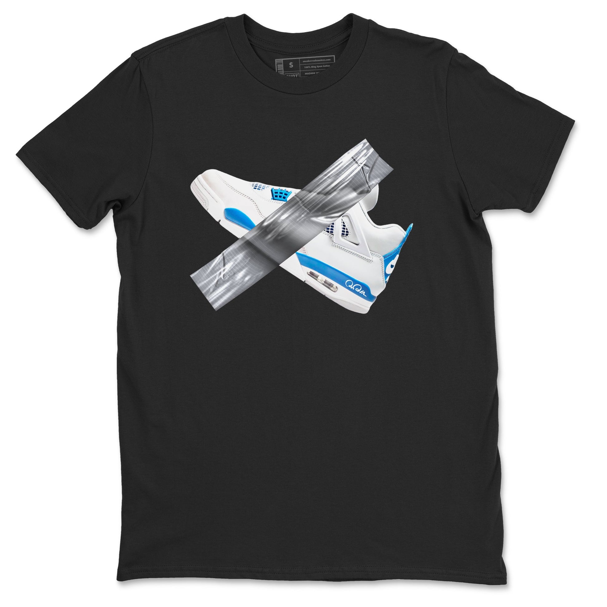 Air Jordan 4 Industrial Blue shirt to match jordans Duct Tape sneaker tees Air Jordan 4 Military Blue SNRT Sneaker Release Tees unisex cotton Black 2 crew neck shirt