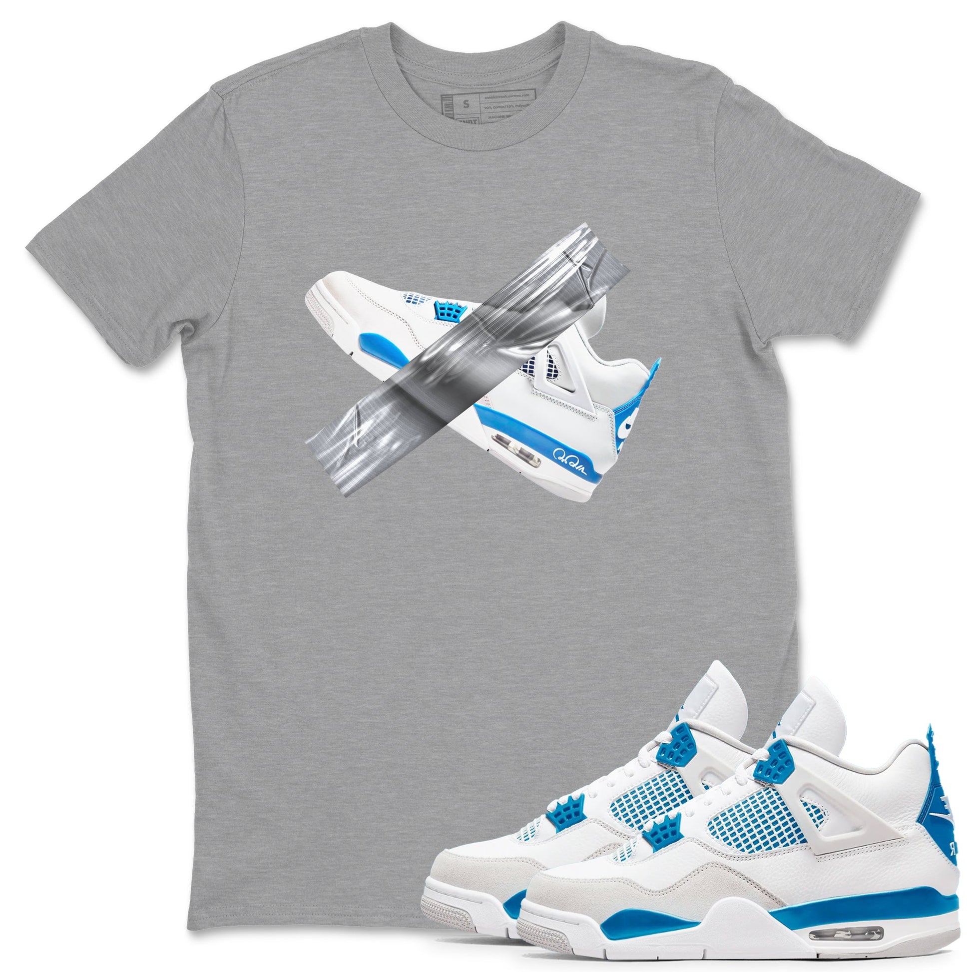 Air Jordan 4 Industrial Blue shirt to match jordans Duct Tape sneaker tees Air Jordan 4 Military Blue SNRT Sneaker Release Tees unisex cotton Heather Grey 1 crew neck shirt