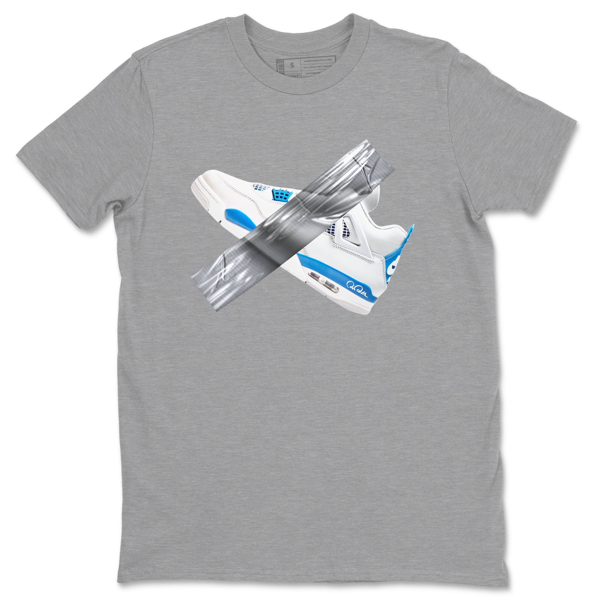 Air Jordan 4 Industrial Blue shirt to match jordans Duct Tape sneaker tees Air Jordan 4 Military Blue SNRT Sneaker Release Tees unisex cotton Heather Grey 2 crew neck shirt