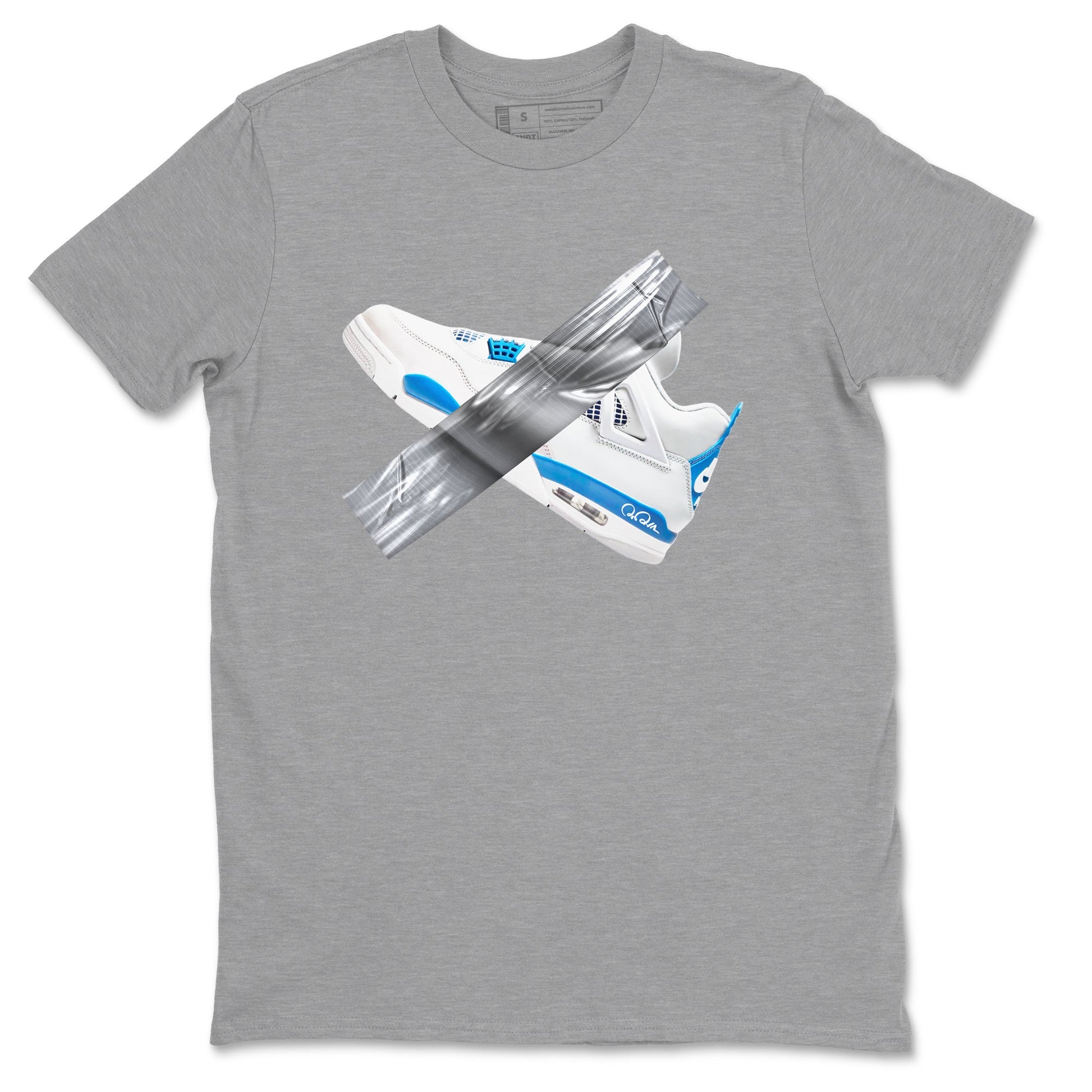 Air Jordan 4 Industrial Blue shirt to match jordans Duct Tape sneaker tees Air Jordan 4 Military Blue SNRT Sneaker Release Tees unisex cotton Heather Grey 2 crew neck shirt