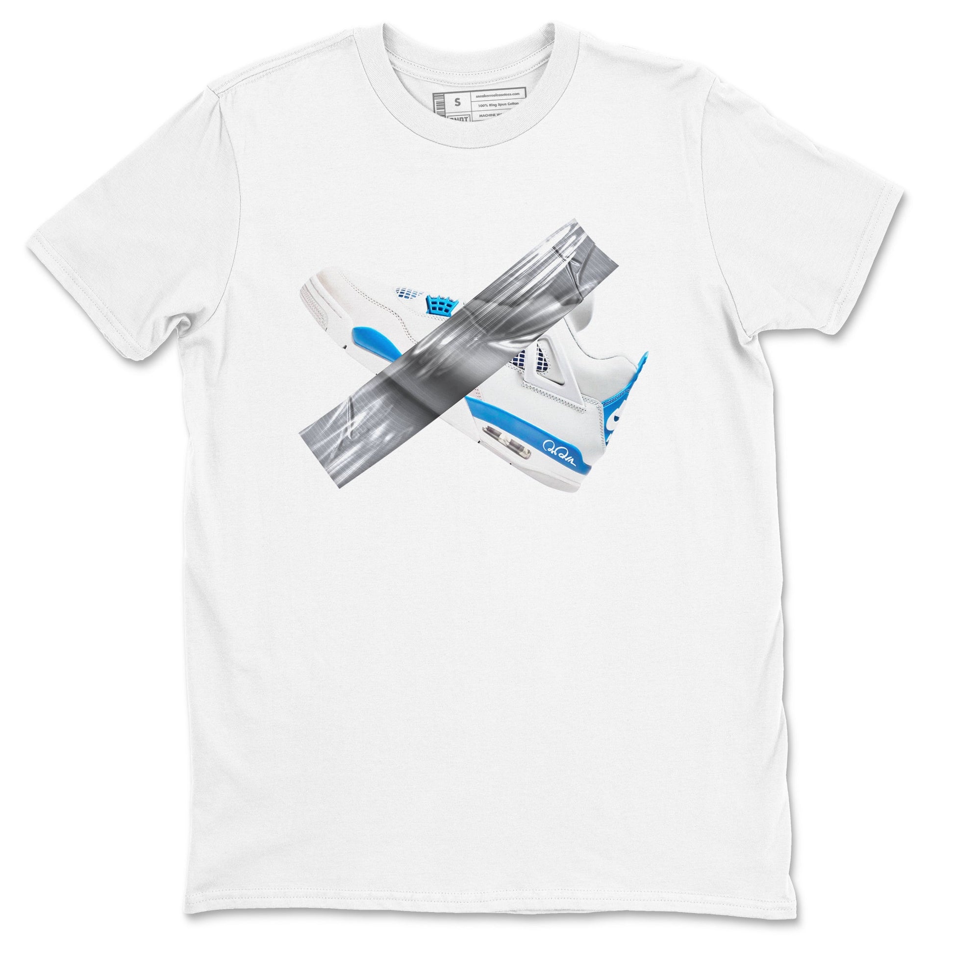 Air Jordan 4 Industrial Blue shirt to match jordans Duct Tape sneaker tees Air Jordan 4 Military Blue SNRT Sneaker Release Tees unisex cotton White 2 crew neck shirt