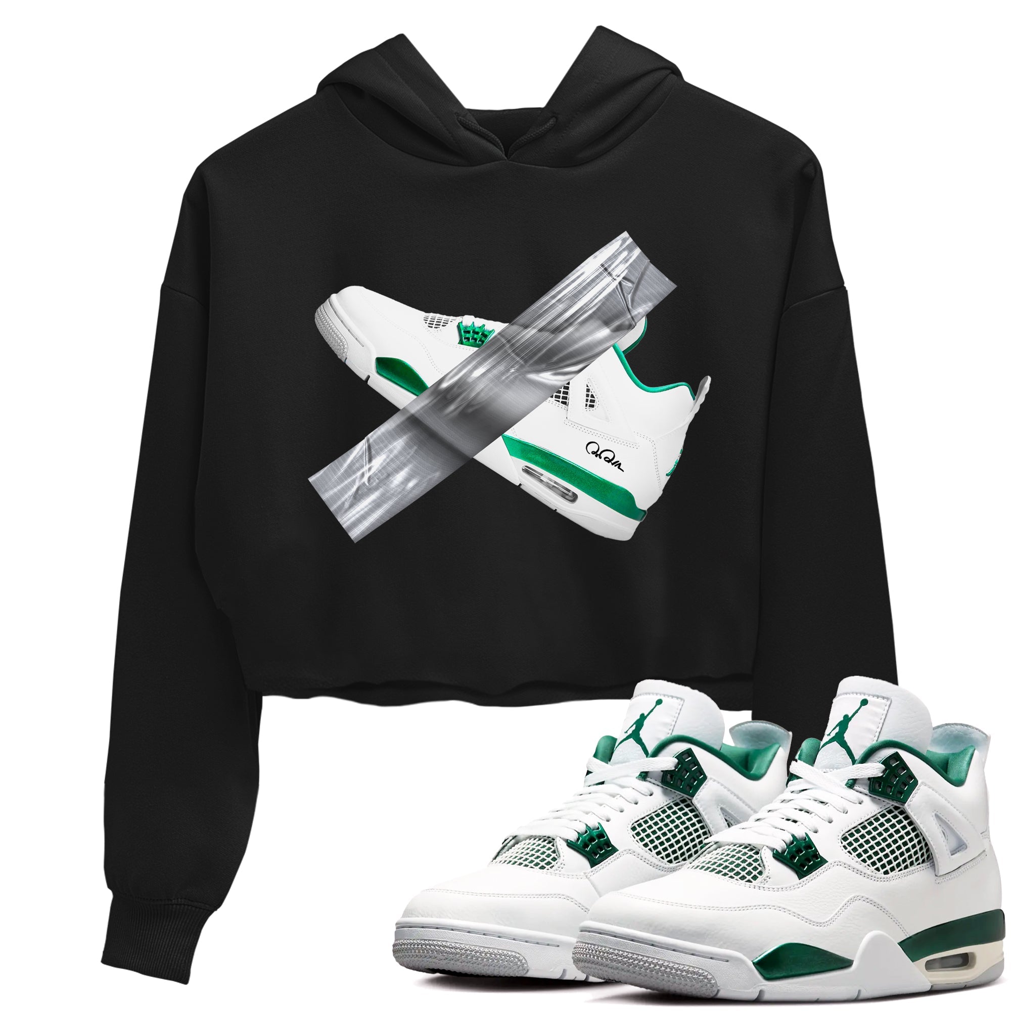 4s Oxidized Green shirts to match jordans Duct Tape sneaker match tees Air Jordan 4 Oxidized Green SNRT Sneaker Tees streetwear brand Black 1 crop tee