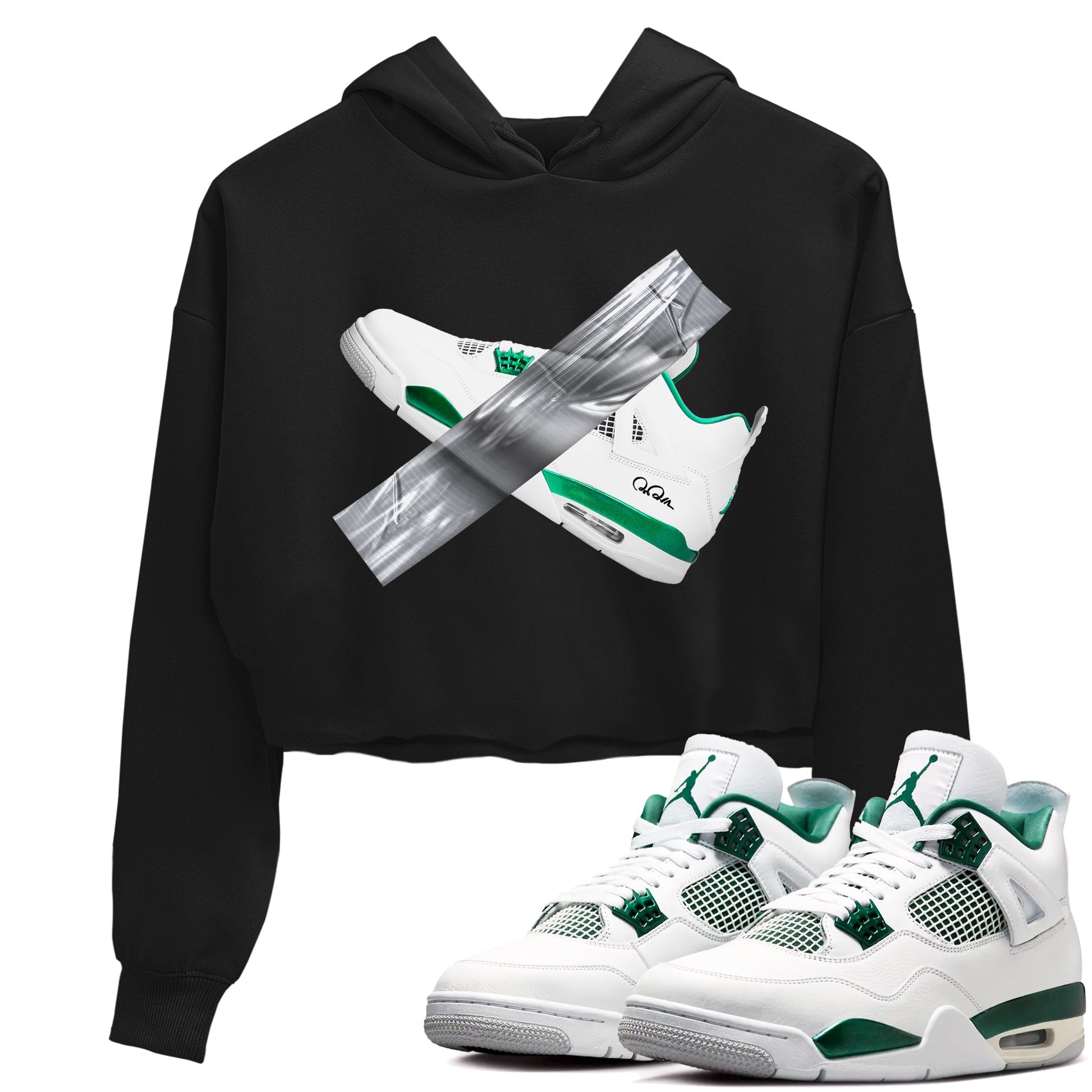 4s Oxidized Green shirts to match jordans Duct Tape sneaker match tees Air Jordan 4 Oxidized Green SNRT Sneaker Tees streetwear brand Black 1 crop tee