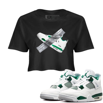 4s Oxidized Green shirts to match jordans Duct Tape sneaker match tees Air Jordan 4 Oxidized Green SNRT Sneaker Tees streetwear brand Black 1 crop tee