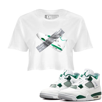 4s Oxidized Green shirts to match jordans Duct Tape sneaker match tees Air Jordan 4 Oxidized Green SNRT Sneaker Tees streetwear brand White 1 crop tee