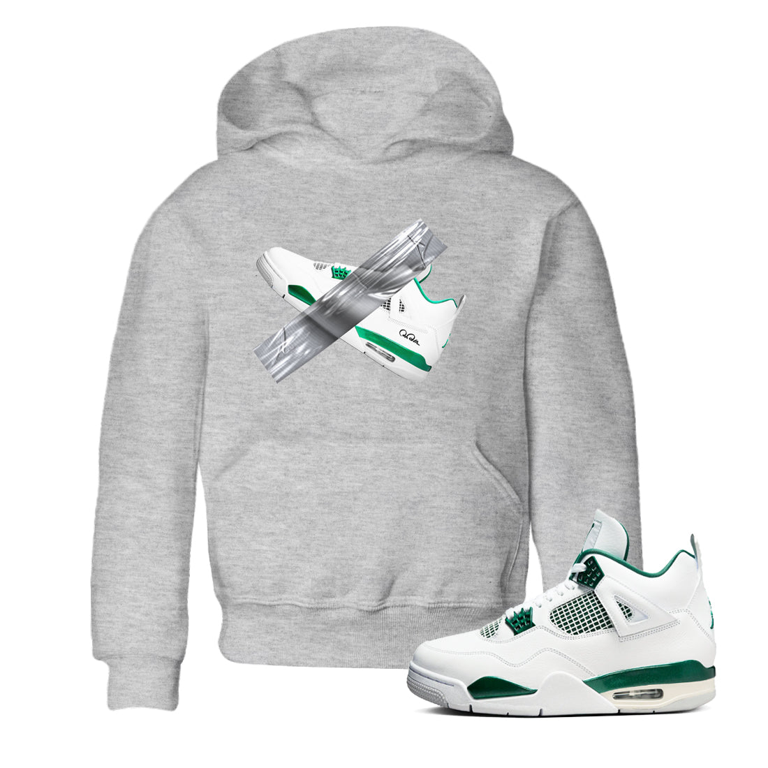 4s Oxidized Green shirts to match jordans Duct Tape sneaker match tees Air Jordan 4 Oxidized Green SNRT Sneaker Tees streetwear brand Baby and Youth Heather Grey 1 cotton tee