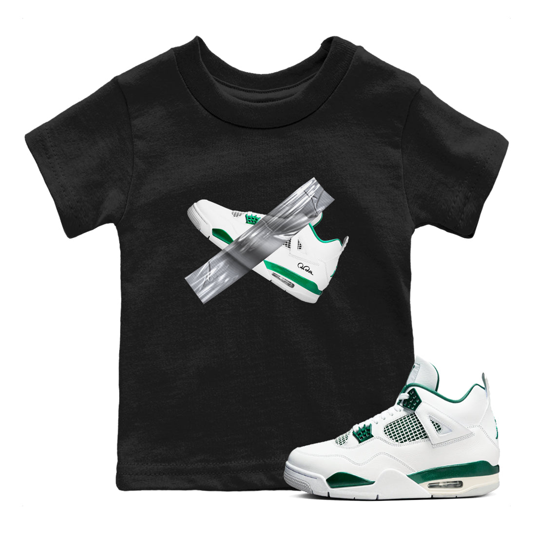 4s Oxidized Green shirts to match jordans Duct Tape sneaker match tees Air Jordan 4 Oxidized Green SNRT Sneaker Tees streetwear brand Baby and Youth Black 1 cotton tee