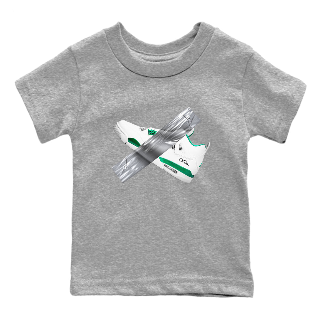 4s Oxidized Green shirts to match jordans Duct Tape sneaker match tees Air Jordan 4 Oxidized Green SNRT Sneaker Tees streetwear brand Baby and Youth Heather Grey 2 cotton tee