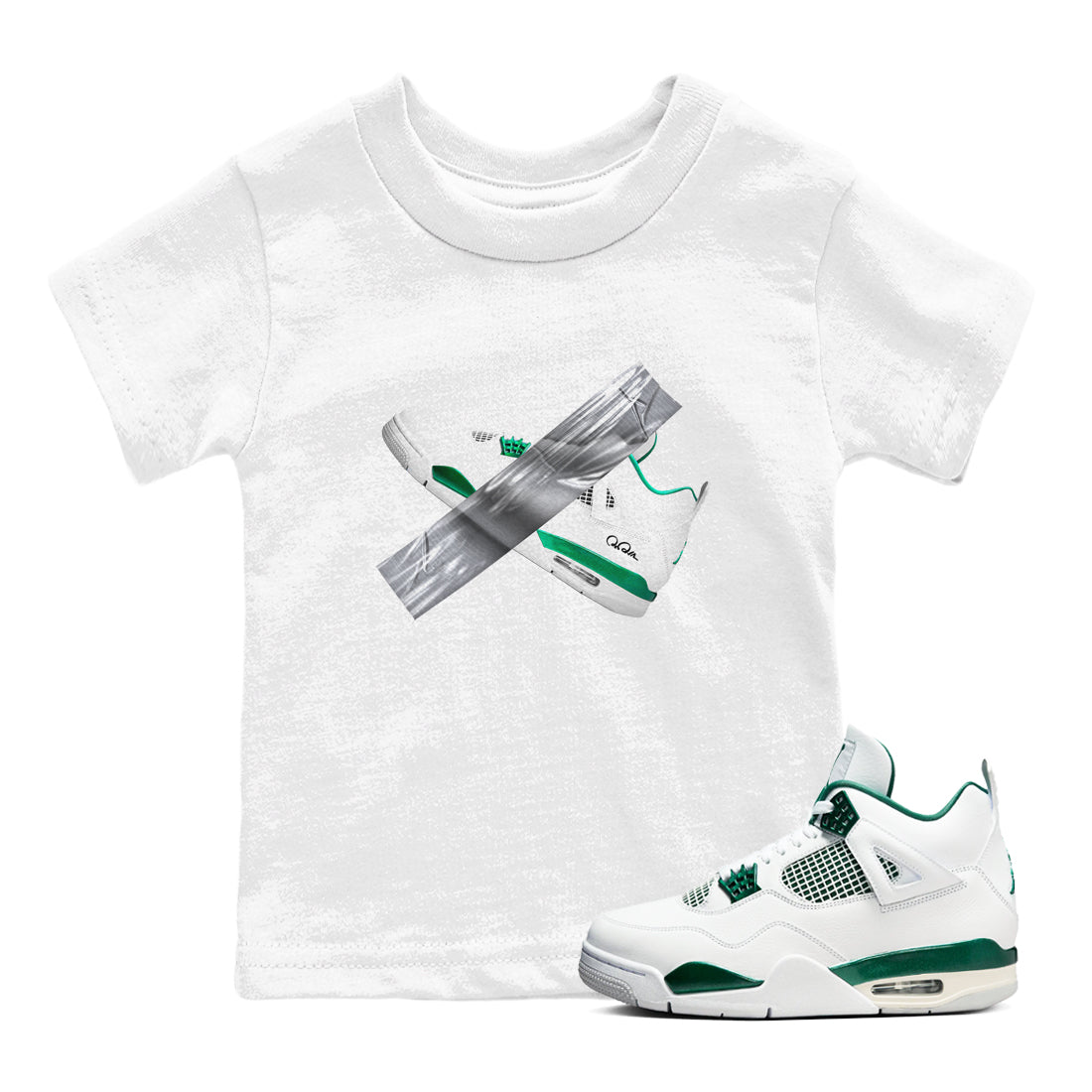 4s Oxidized Green shirts to match jordans Duct Tape sneaker match tees Air Jordan 4 Oxidized Green SNRT Sneaker Tees streetwear brand Baby and Youth White 1 cotton tee