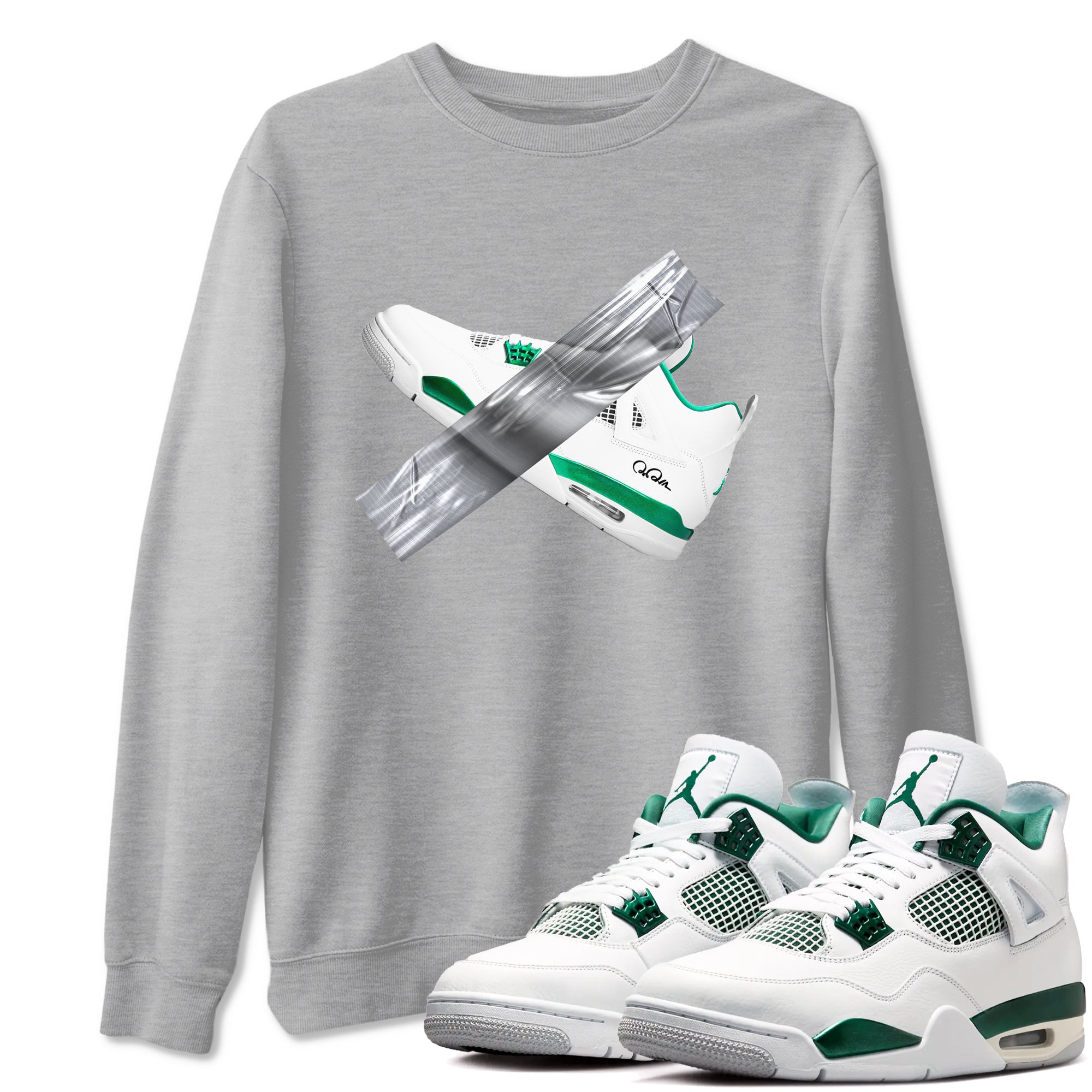 4s Oxidized Green shirts to match jordans Duct Tape sneaker match tees Air Jordan 4 Oxidized Green SNRT Sneaker Tees streetwear brand Heather Grey 1 unisex cotton tee