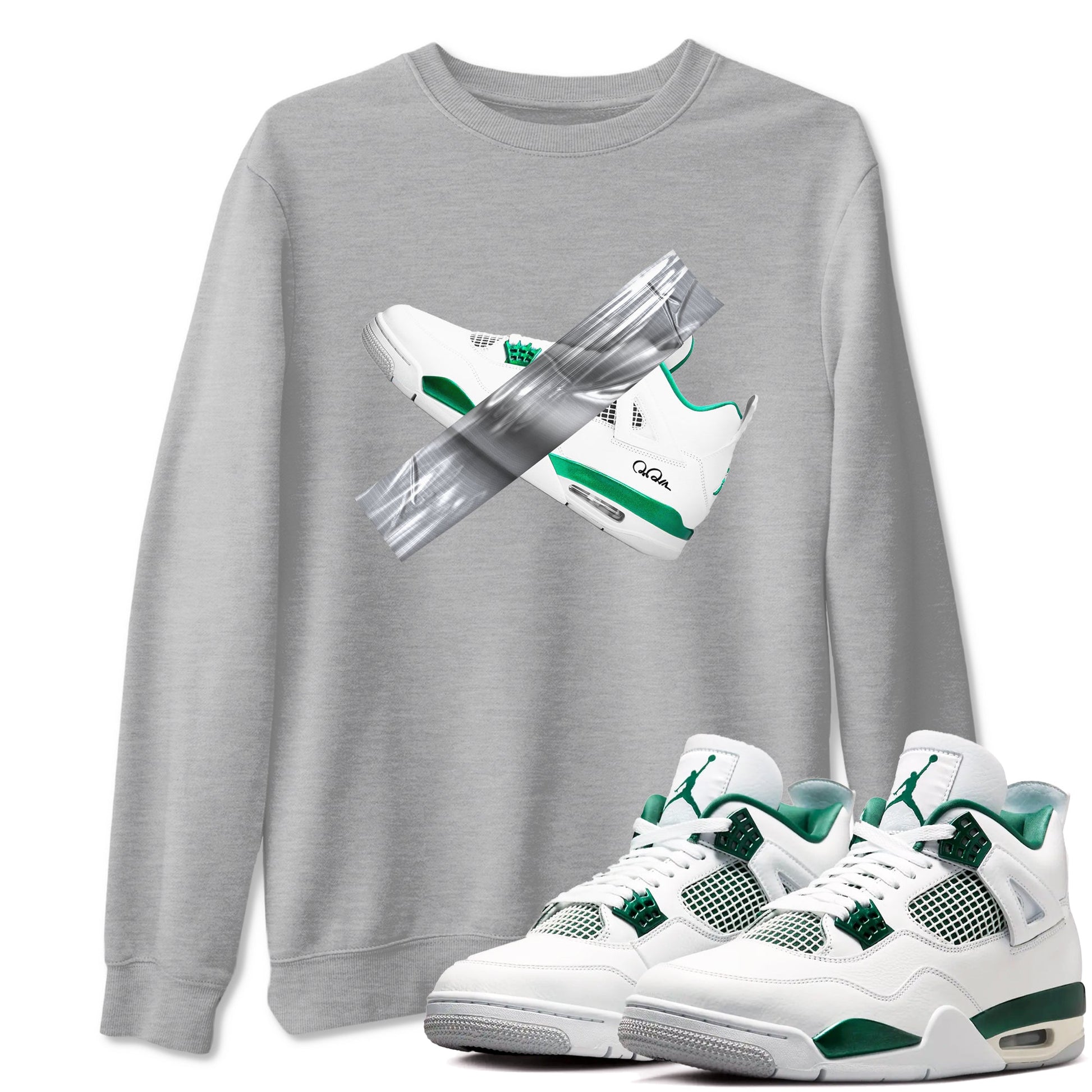 4s Oxidized Green shirts to match jordans Duct Tape sneaker match tees Air Jordan 4 Oxidized Green SNRT Sneaker Tees streetwear brand Heather Grey 1 unisex cotton tee