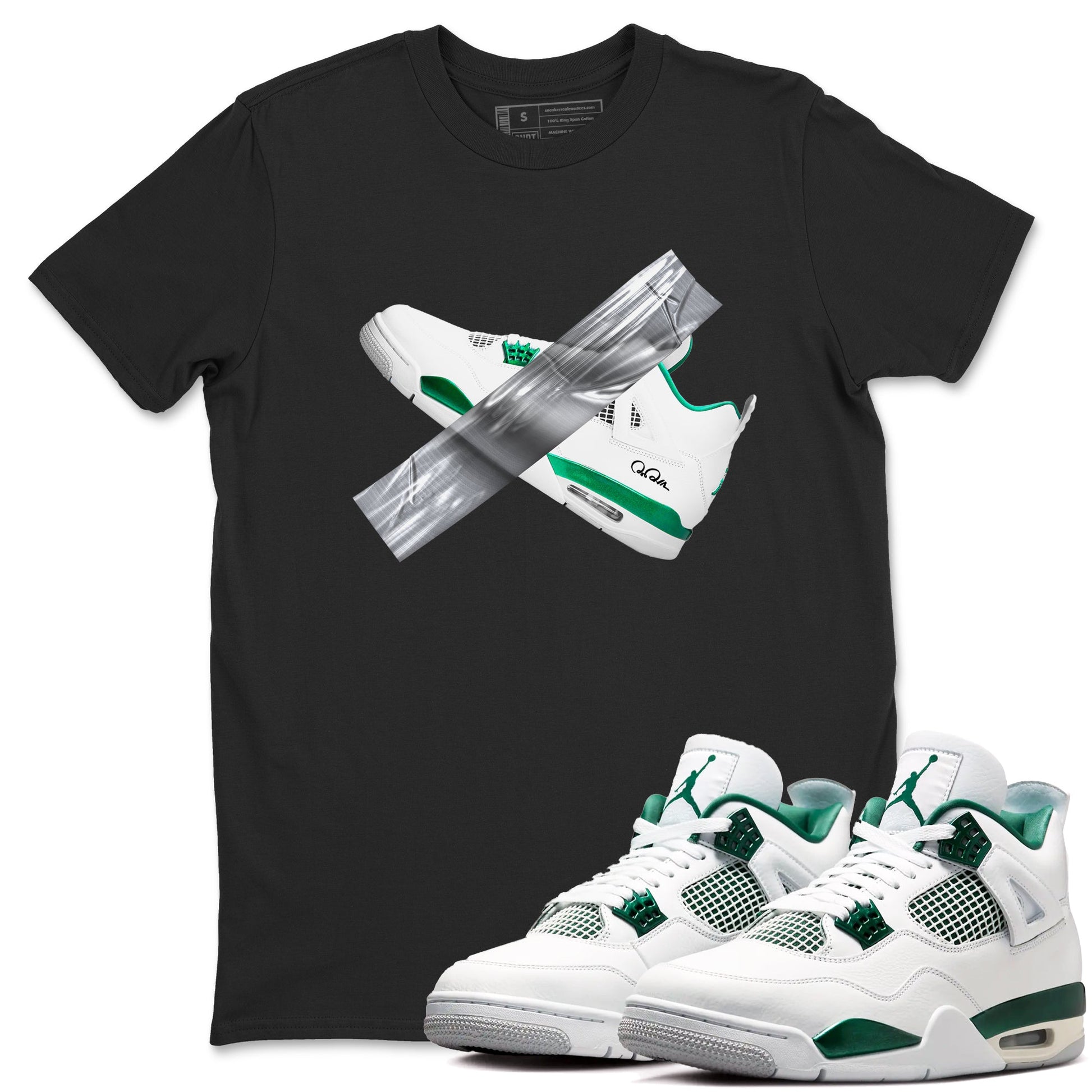 4s Oxidized Green shirts to match jordans Duct Tape sneaker match tees Air Jordan 4 Oxidized Green SNRT Sneaker Tees streetwear brand Black 1 unisex cotton tee