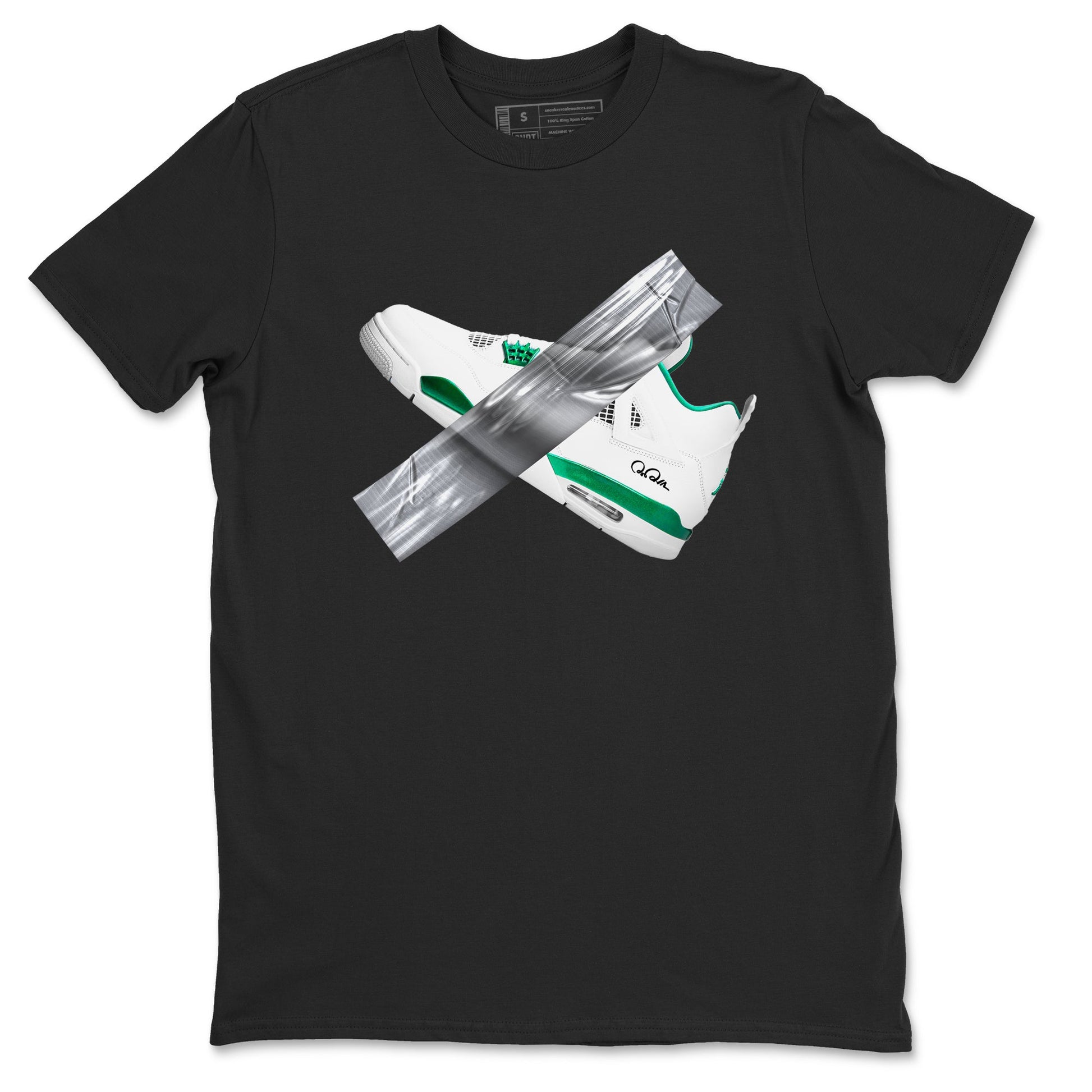 4s Oxidized Green shirts to match jordans Duct Tape sneaker match tees Air Jordan 4 Oxidized Green SNRT Sneaker Tees streetwear brand Black 2 unisex cotton tee
