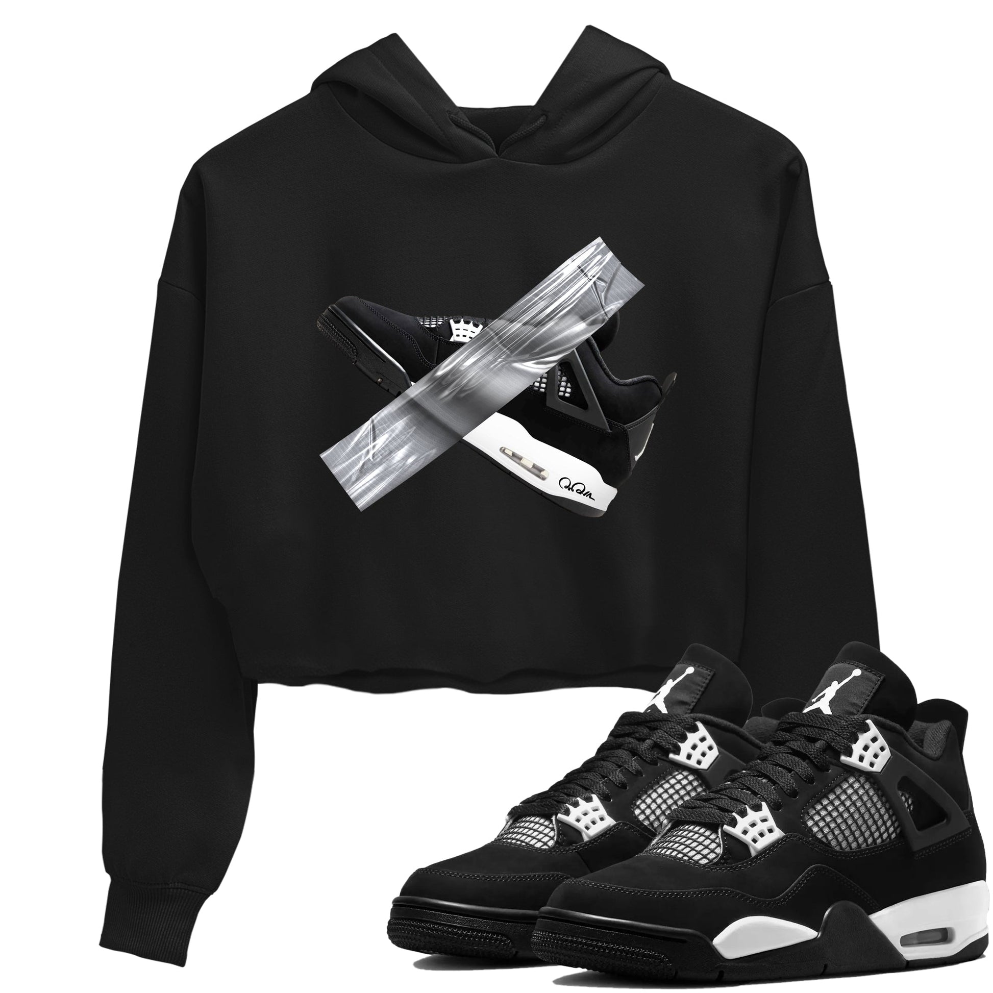 4s White Thunder shirts to match jordans Duct Tape sneaker match tees Air Jordan 4 White Thunder SNRT Sneaker Release Tees unisex cotton Black 1 Crop Shirts