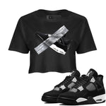 4s White Thunder shirts to match jordans Duct Tape sneaker match tees Air Jordan 4 White Thunder SNRT Sneaker Release Tees unisex cotton Black 1 Crop Shirts