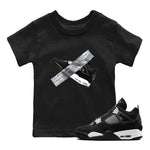 4s White Thunder shirts to match jordans Duct Tape sneaker match tees Air Jordan 4 White Thunder SNRT Sneaker Release Tees Youth Baby Black 1 crew neck shirts