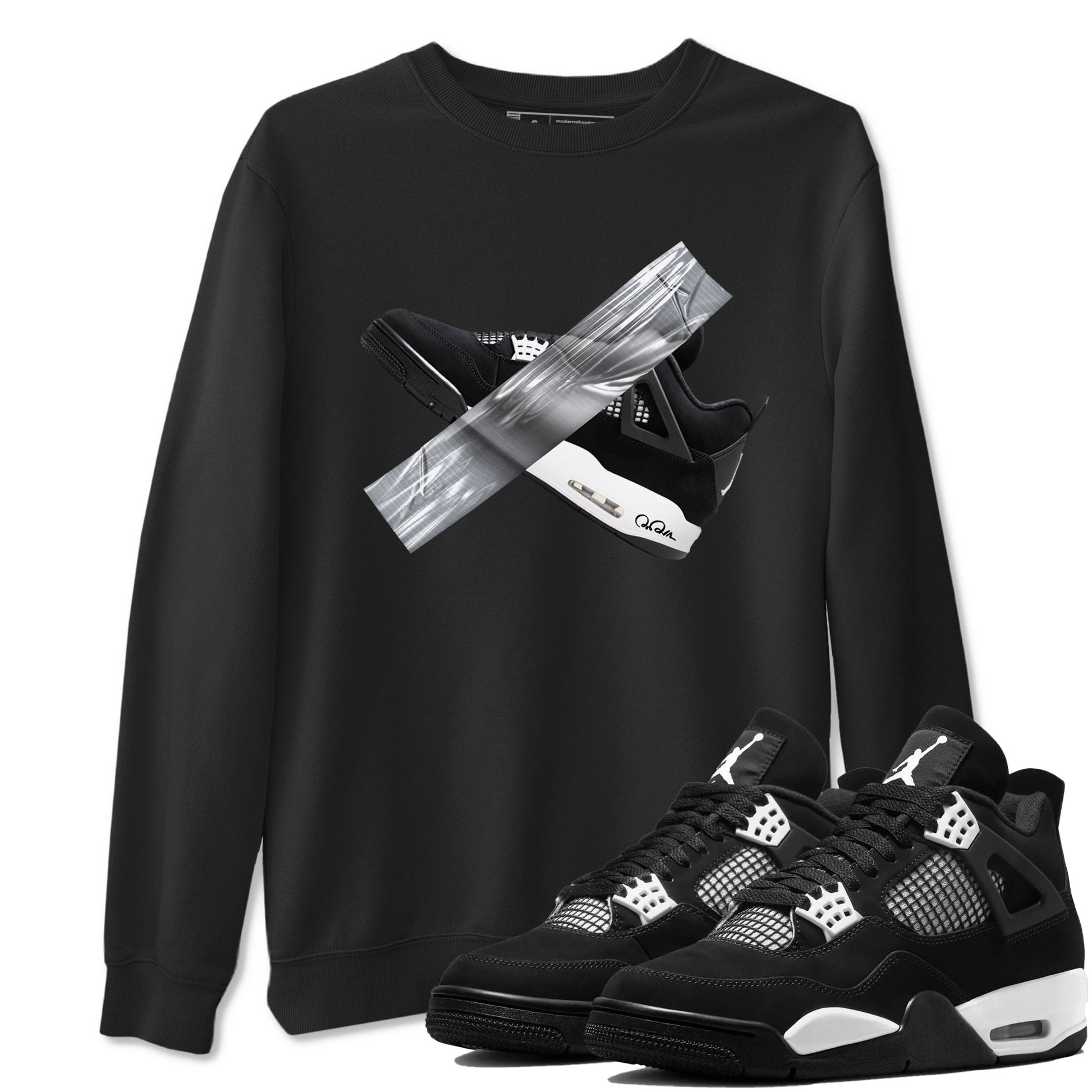 4s White Thunder shirts to match jordans Duct Tape sneaker match tees Air Jordan 4 White Thunder SNRT Sneaker Release Tees unisex cotton Black 1 crew neck shirts