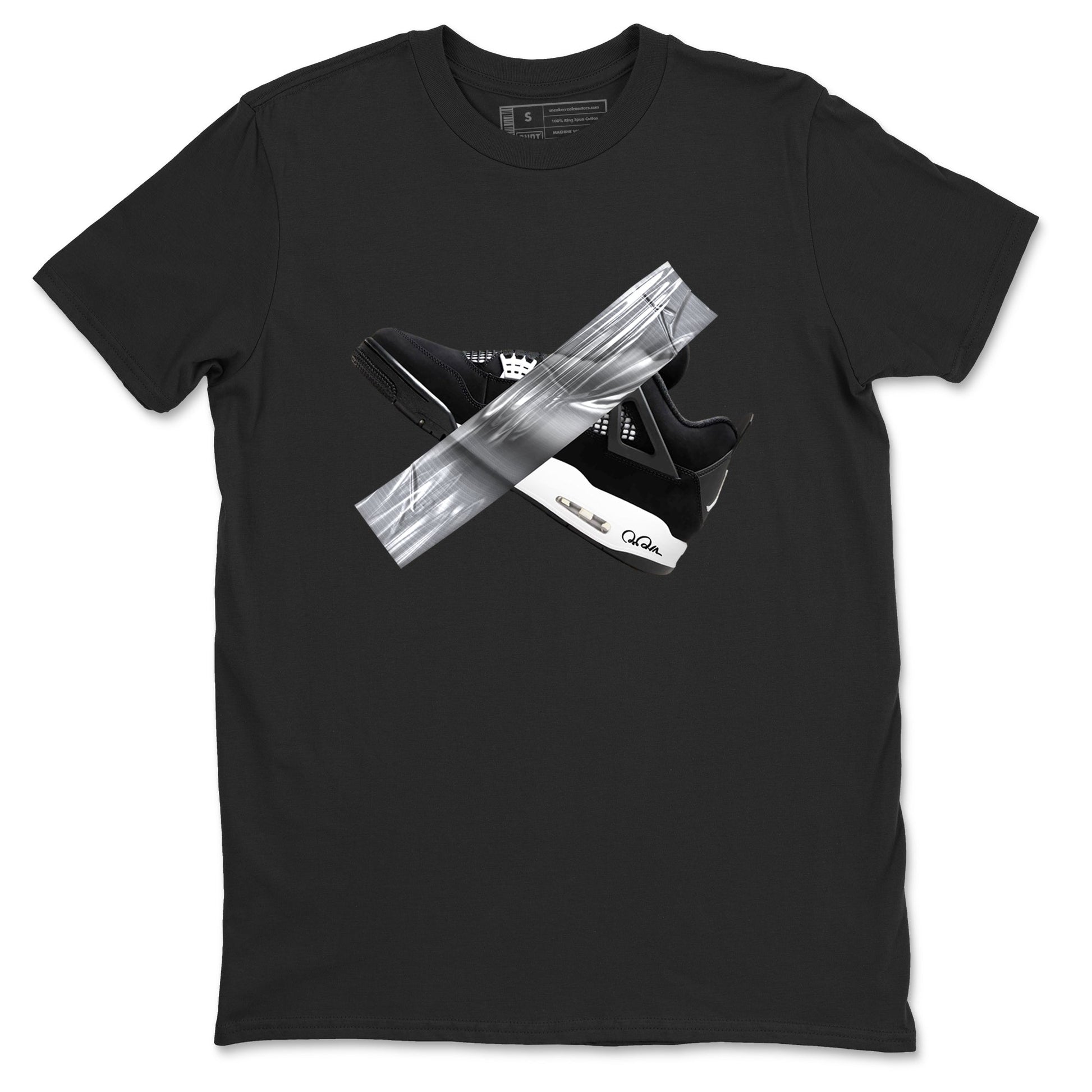 4s White Thunder shirts to match jordans Duct Tape sneaker match tees Air Jordan 4 White Thunder SNRT Sneaker Release Tees unisex cotton Black 2 crew neck shirts