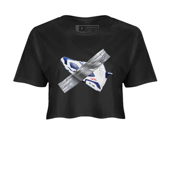 6s White And Midnight Navy shirts to match jordans Duct Tape sneaker match tees Air Jordan 6 White And Midnight Navy SNRT Sneaker Tees streetwear brand Black 2 crop tee