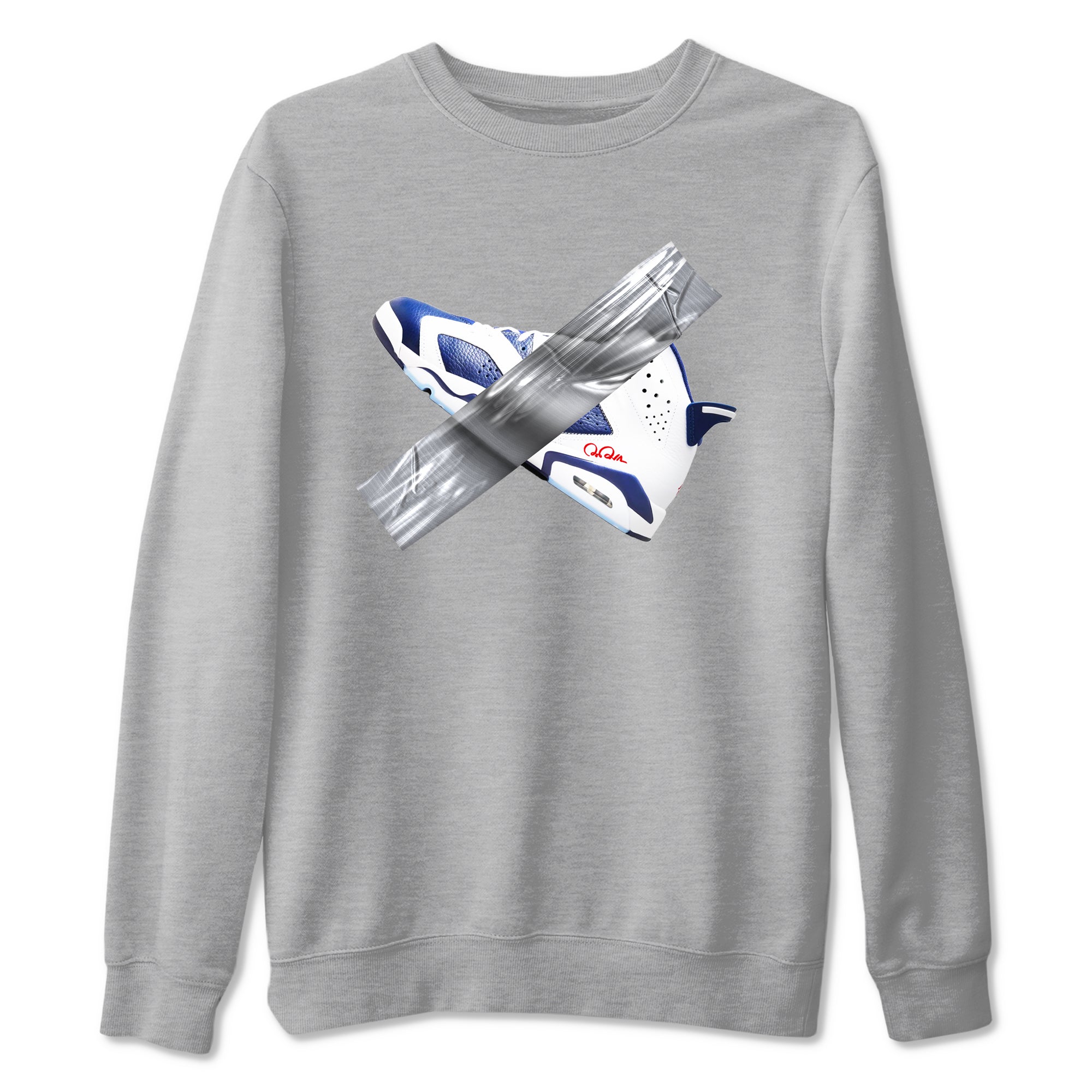6s White And Midnight Navy shirts to match jordans Duct Tape sneaker match tees Air Jordan 6 White And Midnight Navy SNRT Sneaker Tees streetwear brand Heather Grey 2 unisex cotton tee