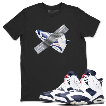 6s White And Midnight Navy shirts to match jordans Duct Tape sneaker match tees Air Jordan 6 White And Midnight Navy SNRT Sneaker Tees streetwear brand Black 1 unisex cotton tee