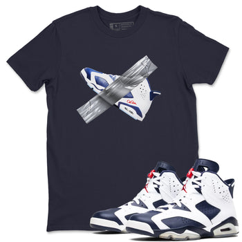 6s White And Midnight Navy shirts to match jordans Duct Tape sneaker match tees Air Jordan 6 White And Midnight Navy SNRT Sneaker Tees streetwear brand Navy 1 unisex cotton tee
