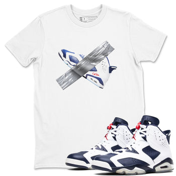 6s White And Midnight Navy shirts to match jordans Duct Tape sneaker match tees Air Jordan 6 White And Midnight Navy SNRT Sneaker Tees streetwear brand White 1 unisex cotton tee