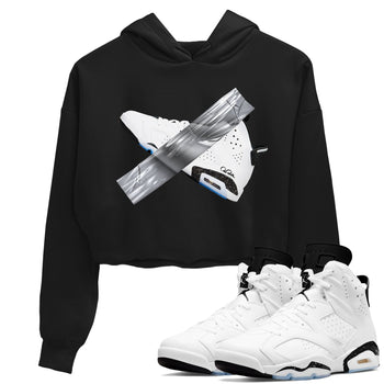 AJ6 White Black shirts to match jordans Duct Tape sneaker match tees Air Jordan 6 White Black SNRT Sneaker Tees streetwear brand Black 1 crop tee