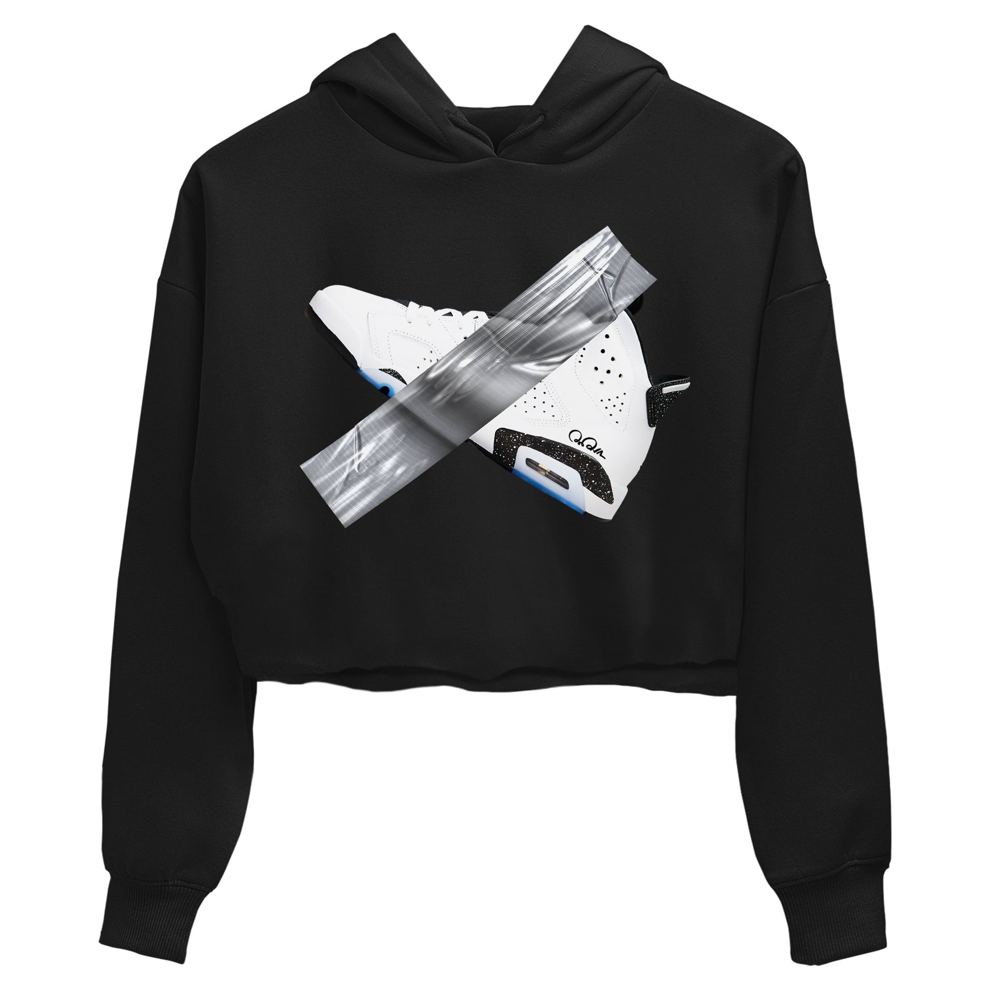 AJ6 White Black shirts to match jordans Duct Tape sneaker match tees Air Jordan 6 White Black SNRT Sneaker Tees streetwear brand Black 2 crop tee