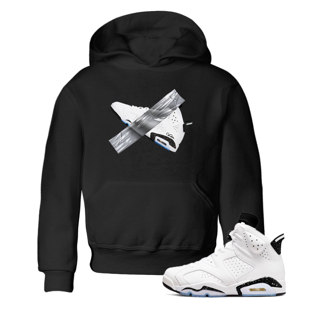 AJ6 White Black shirts to match jordans Duct Tape sneaker match tees Air Jordan 6 White Black SNRT Sneaker Tees streetwear brand Baby and Youth Black 1 cotton tee