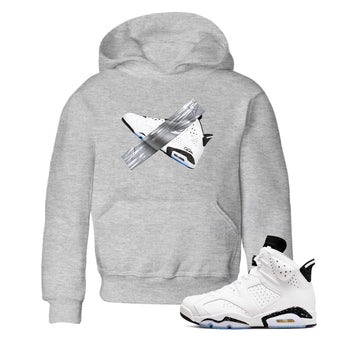 AJ6 White Black shirts to match jordans Duct Tape sneaker match tees Air Jordan 6 White Black SNRT Sneaker Tees streetwear brand Baby and Youth Heather Grey 1 cotton tee