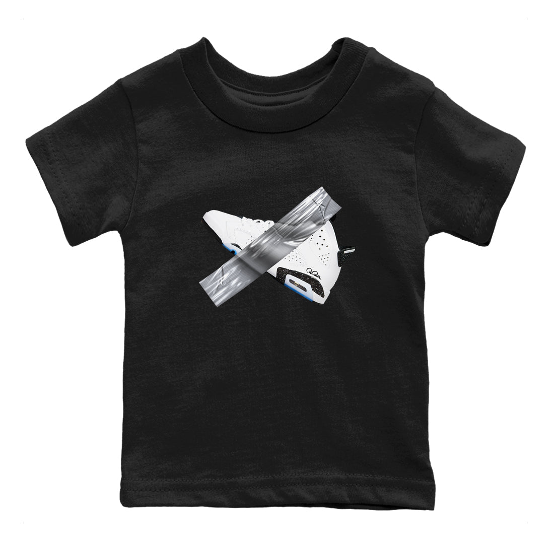 AJ6 White Black shirts to match jordans Duct Tape sneaker match tees Air Jordan 6 White Black SNRT Sneaker Tees streetwear brand Baby and Youth Black 2 cotton tee