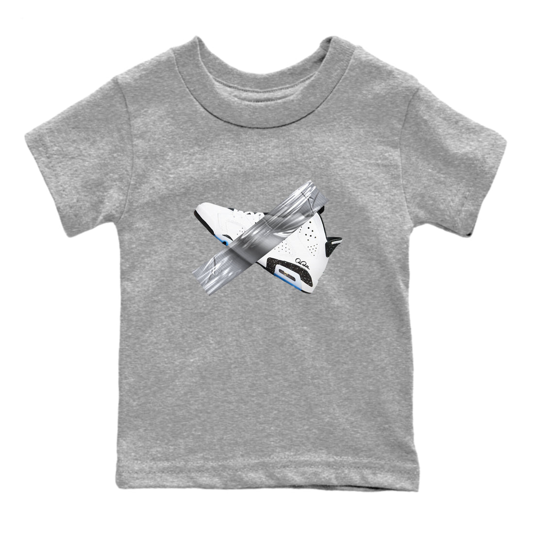 AJ6 White Black shirts to match jordans Duct Tape sneaker match tees Air Jordan 6 White Black SNRT Sneaker Tees streetwear brand Baby and Youth Heather Grey 2 cotton tee