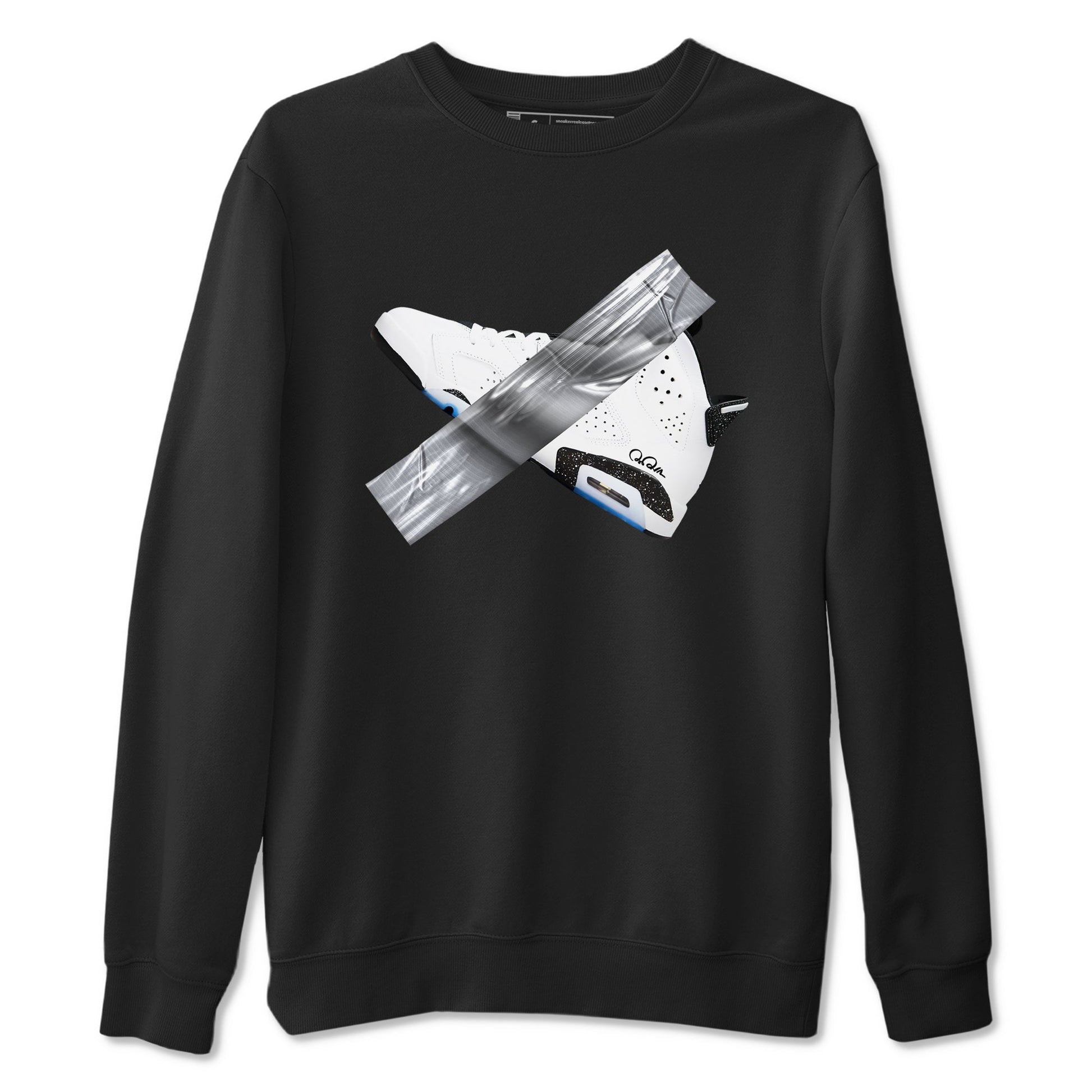 AJ6 White Black shirts to match jordans Duct Tape sneaker match tees Air Jordan 6 White Black SNRT Sneaker Tees streetwear brand Black 2 unisex cotton tee