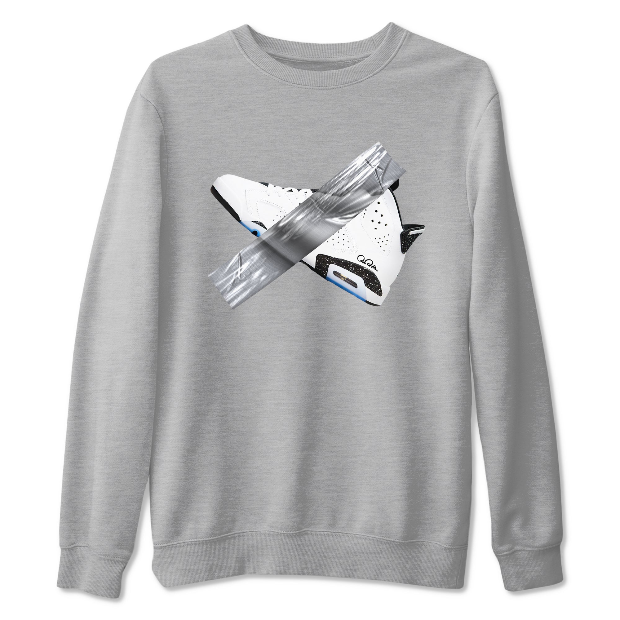 AJ6 White Black shirts to match jordans Duct Tape sneaker match tees Air Jordan 6 White Black SNRT Sneaker Tees streetwear brand Heather Grey 2 unisex cotton tee