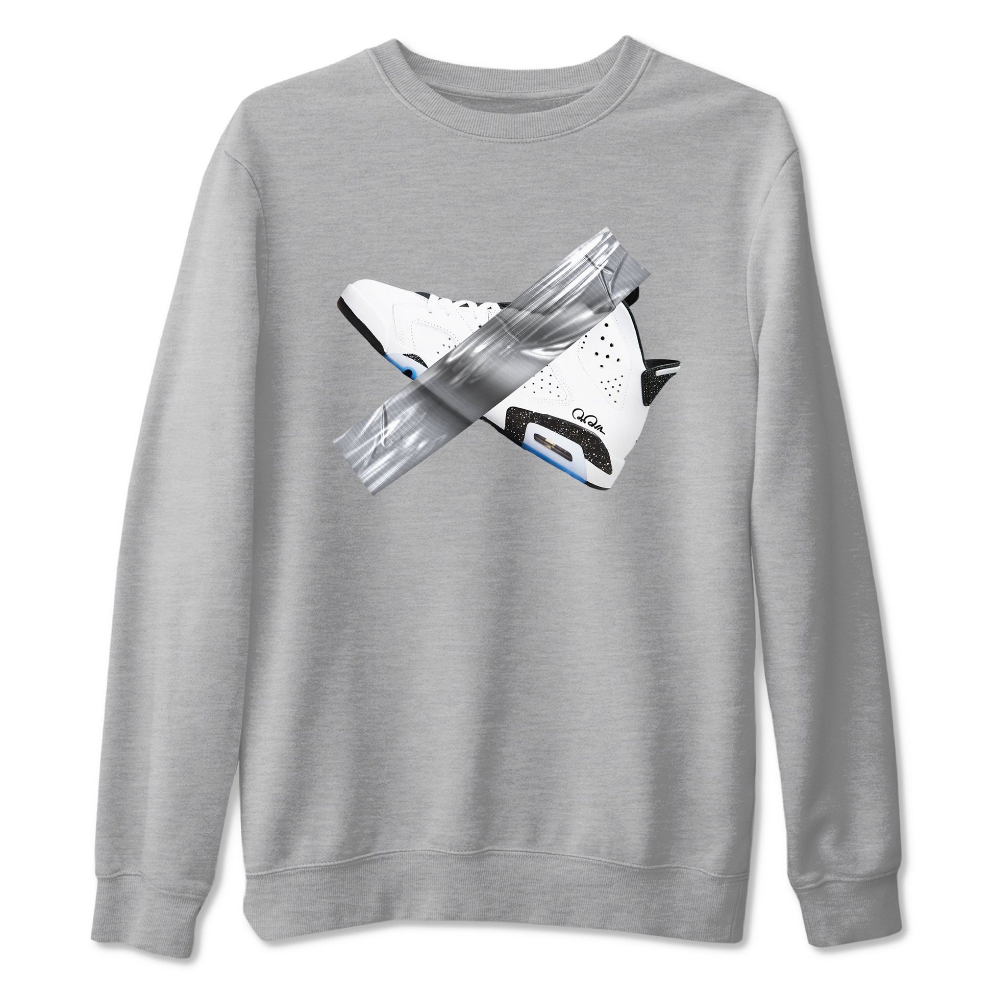 AJ6 White Black shirts to match jordans Duct Tape sneaker match tees Air Jordan 6 White Black SNRT Sneaker Tees streetwear brand Heather Grey 2 unisex cotton tee
