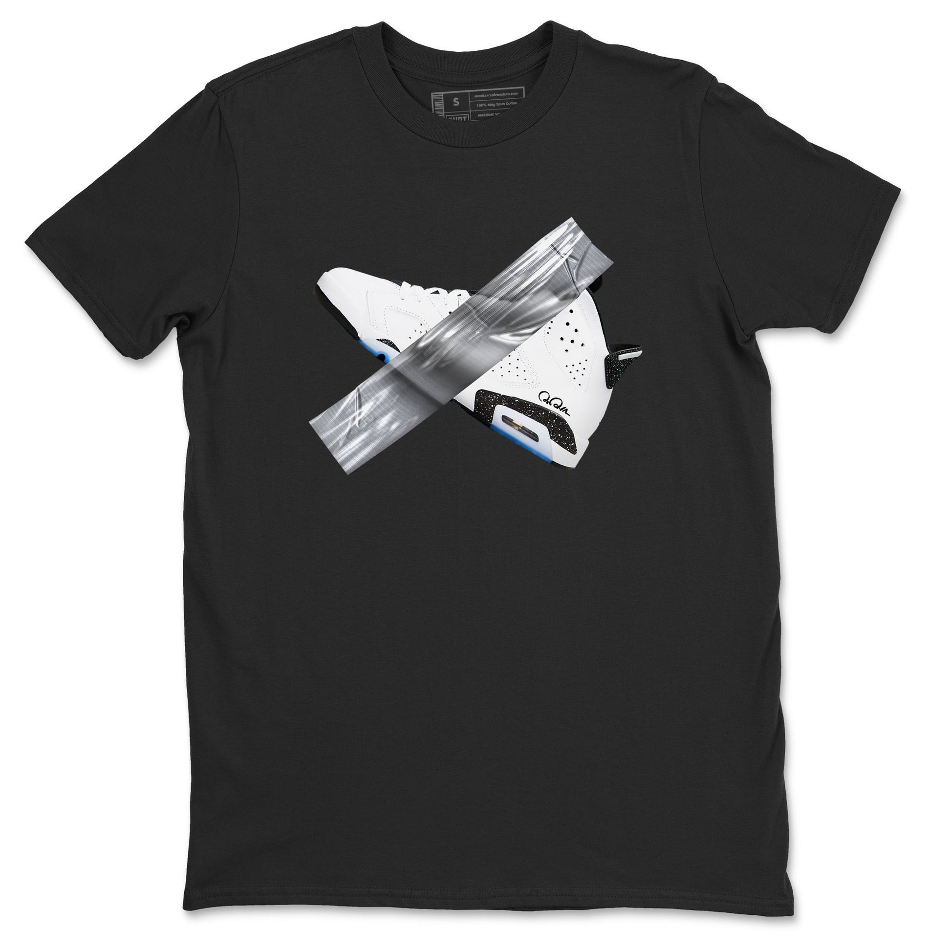 AJ6 White Black shirts to match jordans Duct Tape sneaker match tees Air Jordan 6 White Black SNRT Sneaker Tees streetwear brand Black 2 unisex cotton tee
