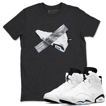 AJ6 White Black shirts to match jordans Duct Tape sneaker match tees Air Jordan 6 White Black SNRT Sneaker Tees streetwear brand Charcoal Heather 1 unisex cotton tee