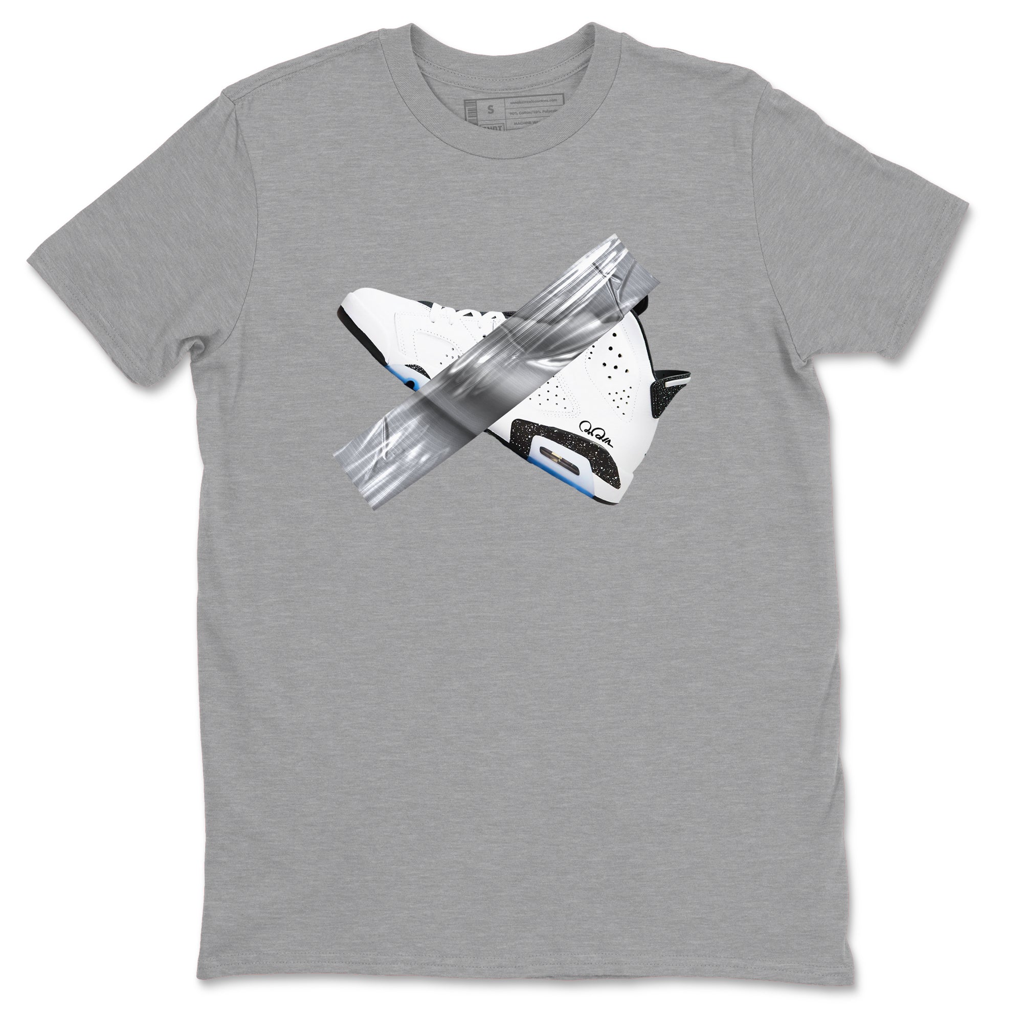 AJ6 White Black shirts to match jordans Duct Tape sneaker match tees Air Jordan 6 White Black SNRT Sneaker Tees streetwear brand Heather Grey 2 unisex cotton tee