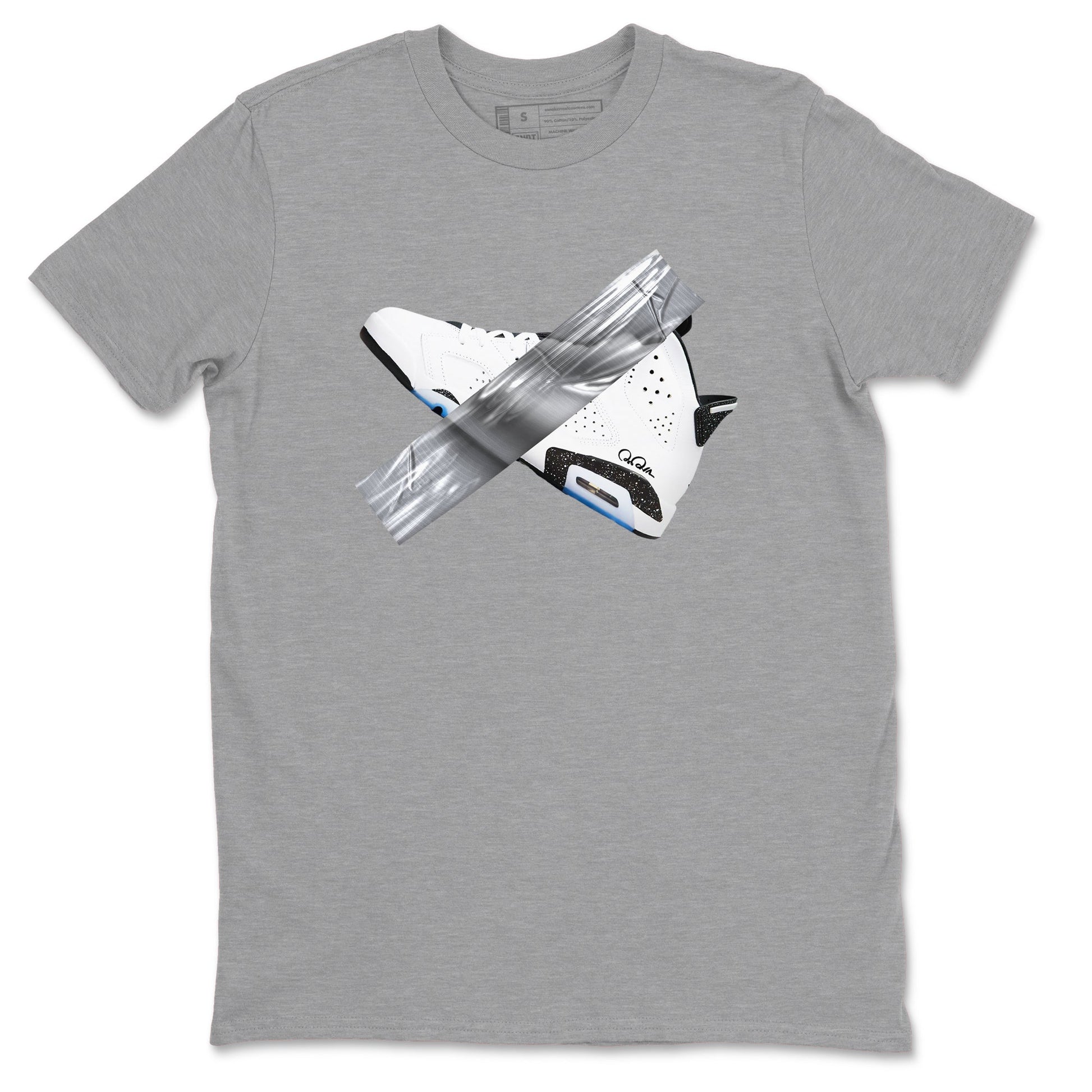 AJ6 White Black shirts to match jordans Duct Tape sneaker match tees Air Jordan 6 White Black SNRT Sneaker Tees streetwear brand Heather Grey 2 unisex cotton tee