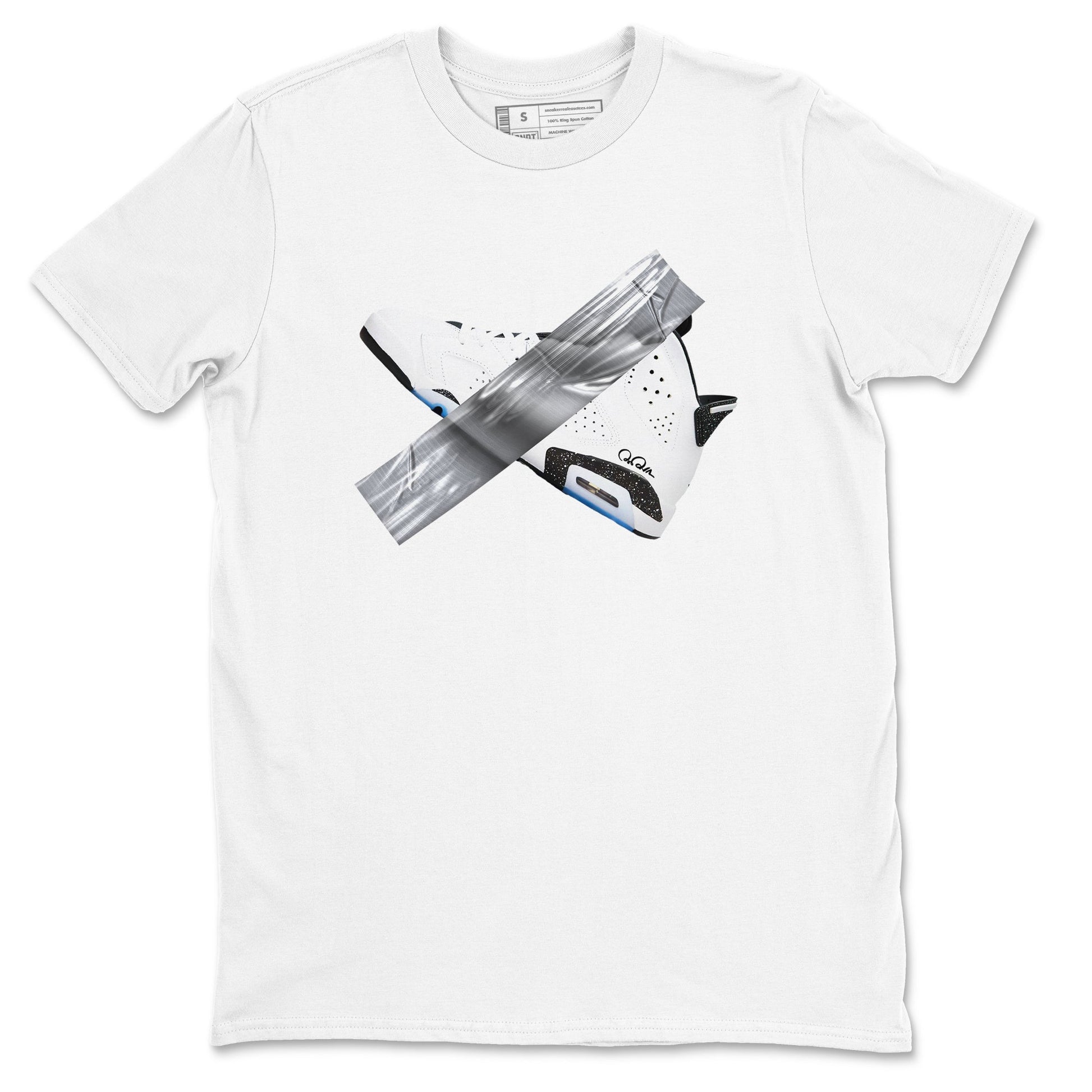 AJ6 White Black shirts to match jordans Duct Tape sneaker match tees Air Jordan 6 White Black SNRT Sneaker Tees streetwear brand White 2 unisex cotton tee
